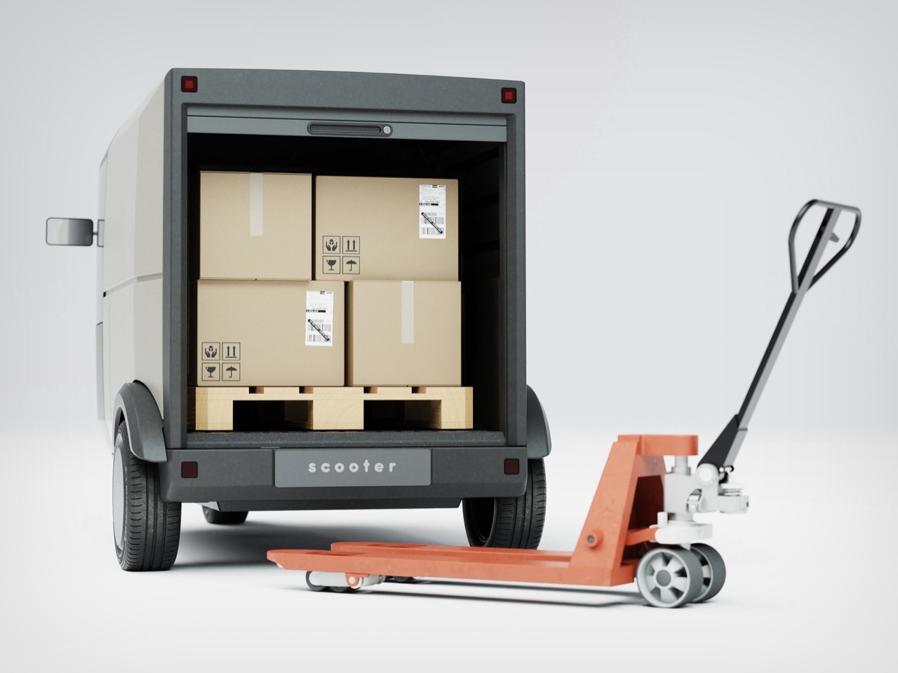 Voyager P-Two，Electric tricycle，city logistics，Modular cargo compartment，Cybertruck style，