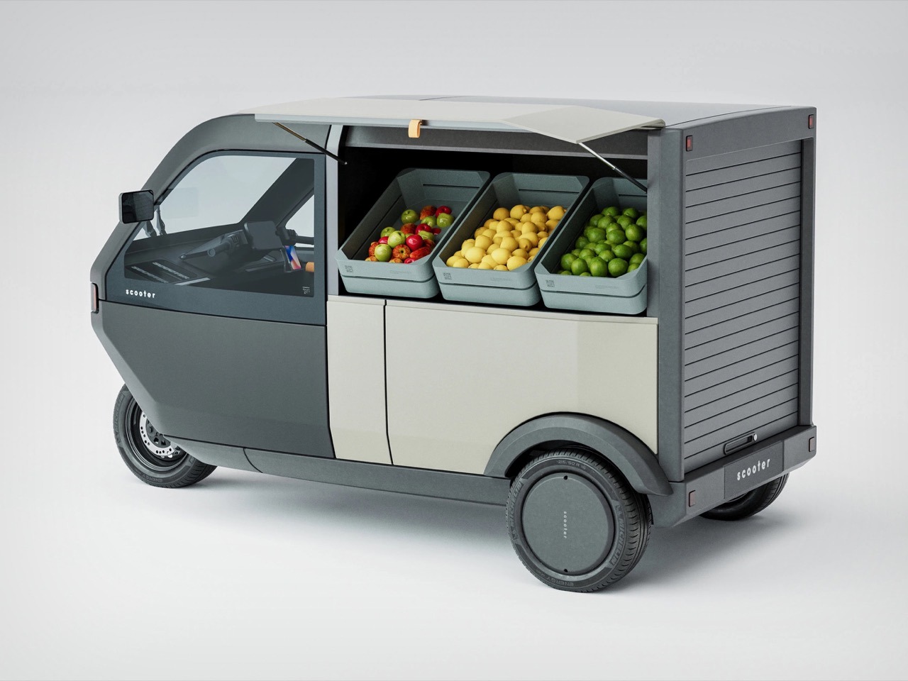 Voyager P-Two，Electric tricycle，city logistics，Modular cargo compartment，Cybertruck style，