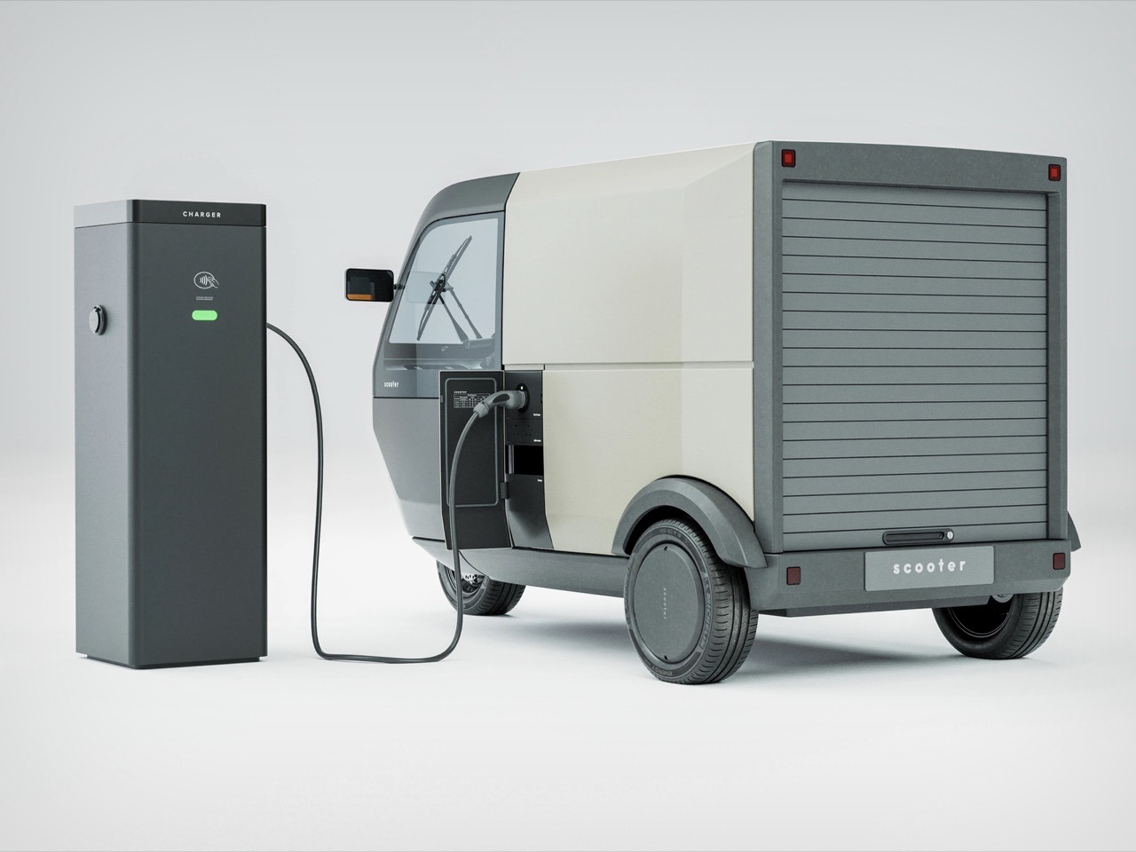 Voyager P-Two，Electric tricycle，city logistics，Modular cargo compartment，Cybertruck style，
