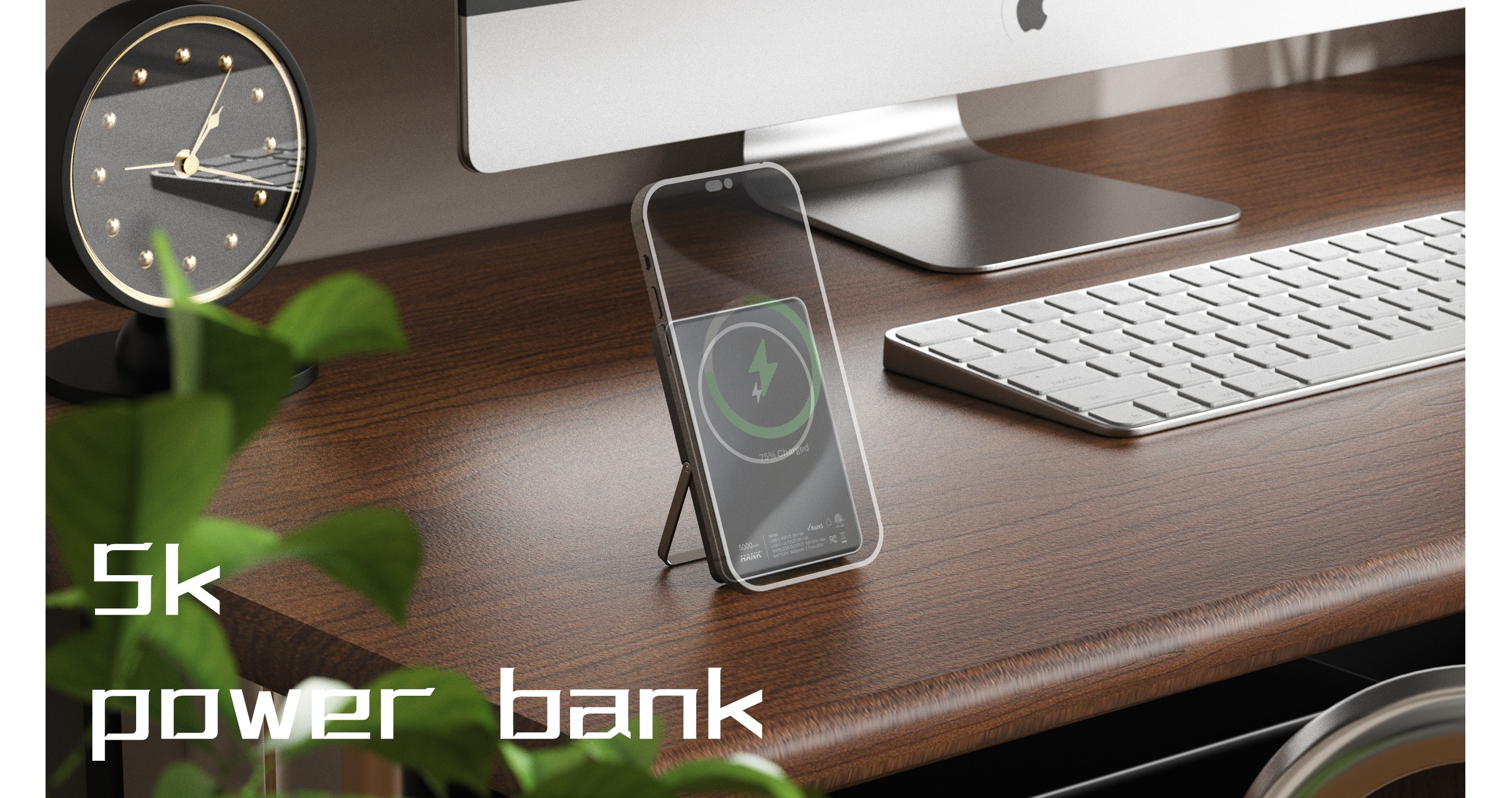 portable battery，Wireless charging，Bracket，Minimalist，concept，