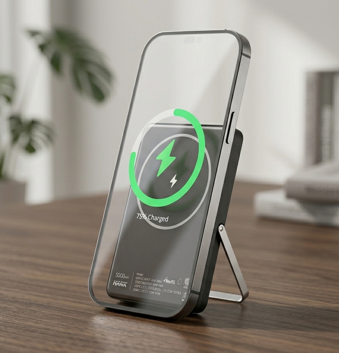 portable battery，Wireless charging，Bracket，Minimalist，concept，