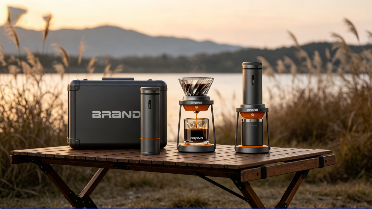 industrial design，product design，Home appliance design，Outdoor coffee machine，Portable coffee machine set，