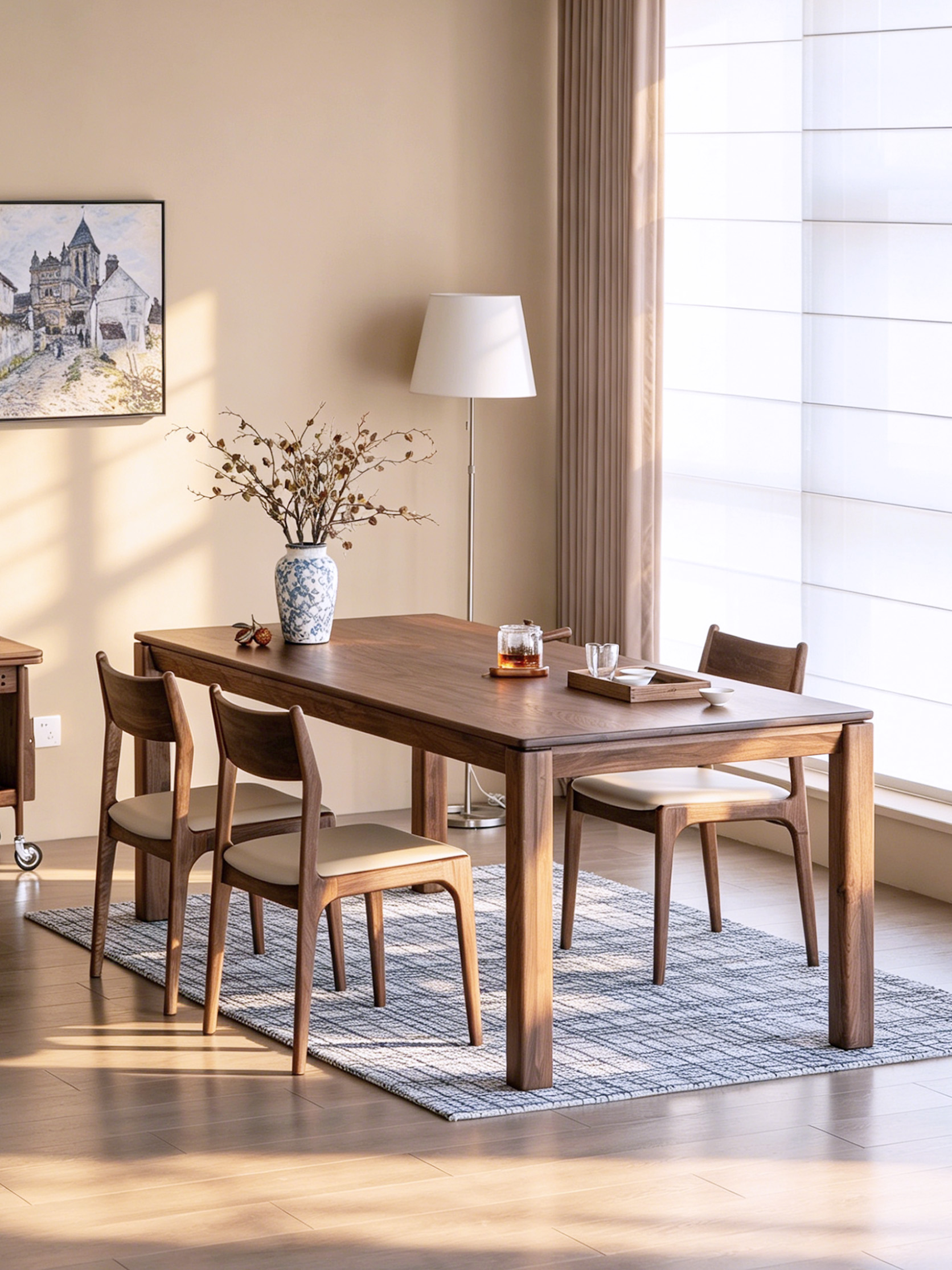 Black walnut furniture，Solid wood furniture，Original design，furniture design ，Solid wood dining table，Large board table，Residential Furniture，