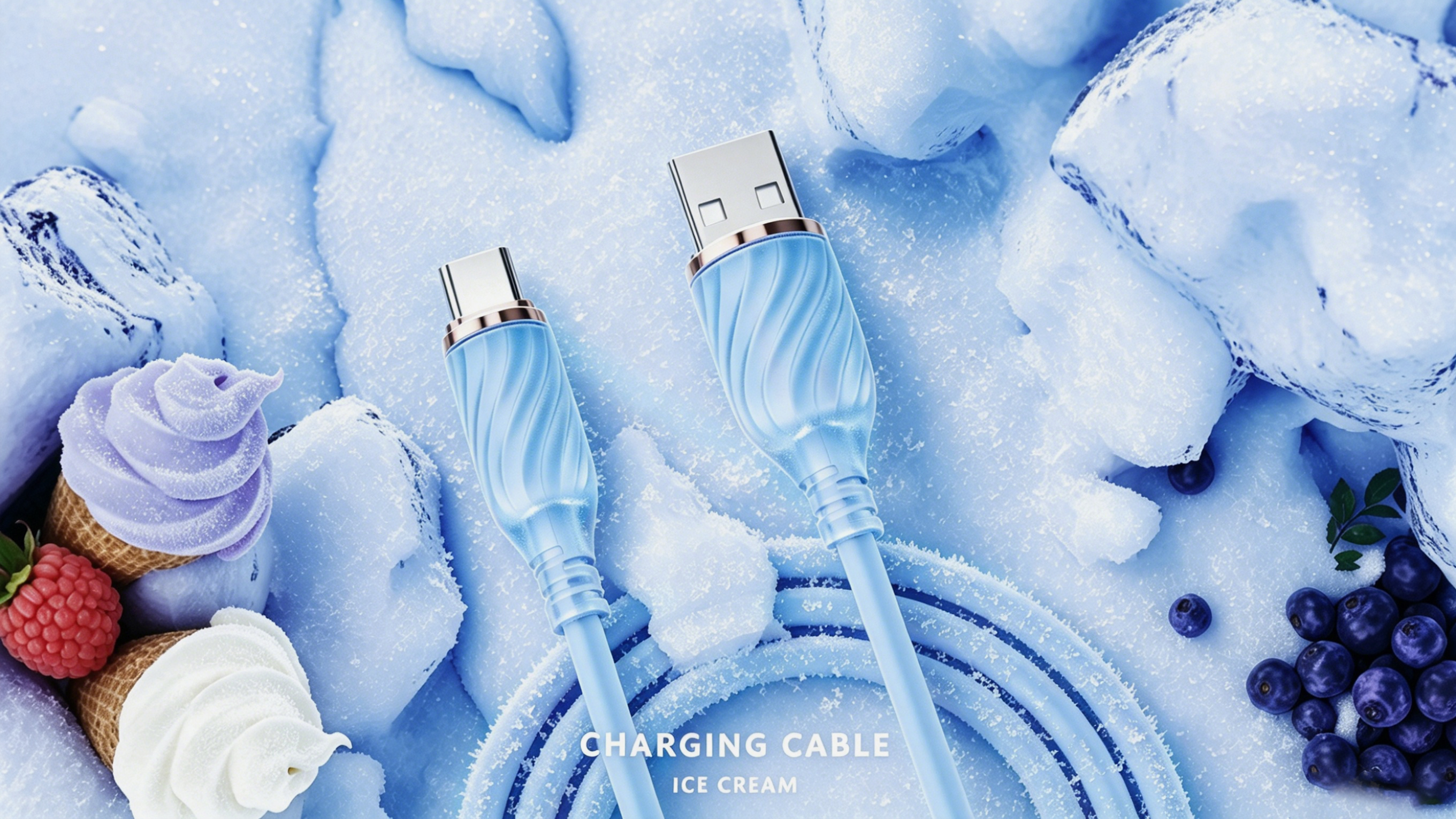 Charging head，3c，ice block，Transparent shell，data line，