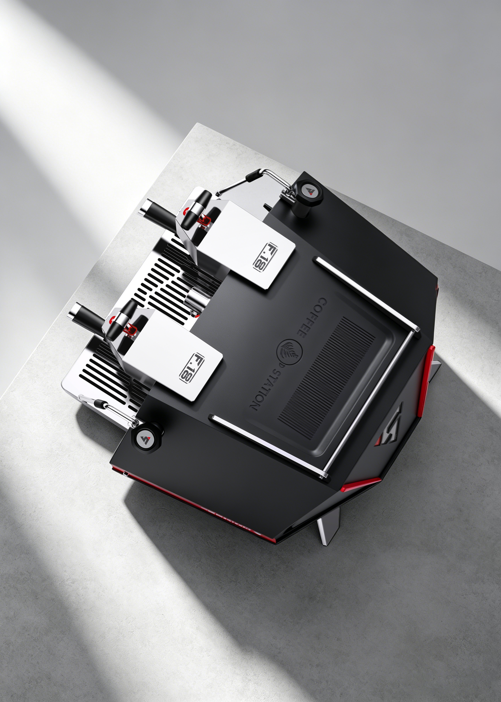 product design，industrial design，Home appliance design，Double head commercial coffee machine，Italian coffee machine，