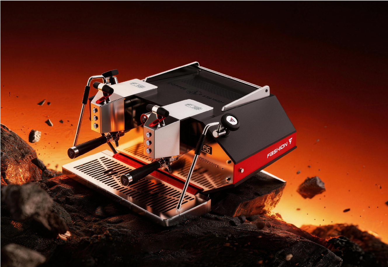 product design，industrial design，Home appliance design，Double head commercial coffee machine，Italian coffee machine，