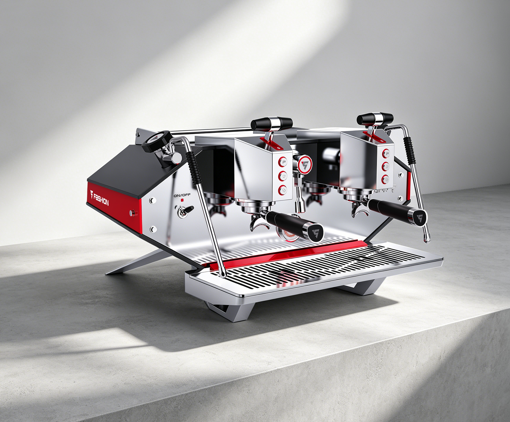 product design，industrial design，Home appliance design，Double head commercial coffee machine，Italian coffee machine，