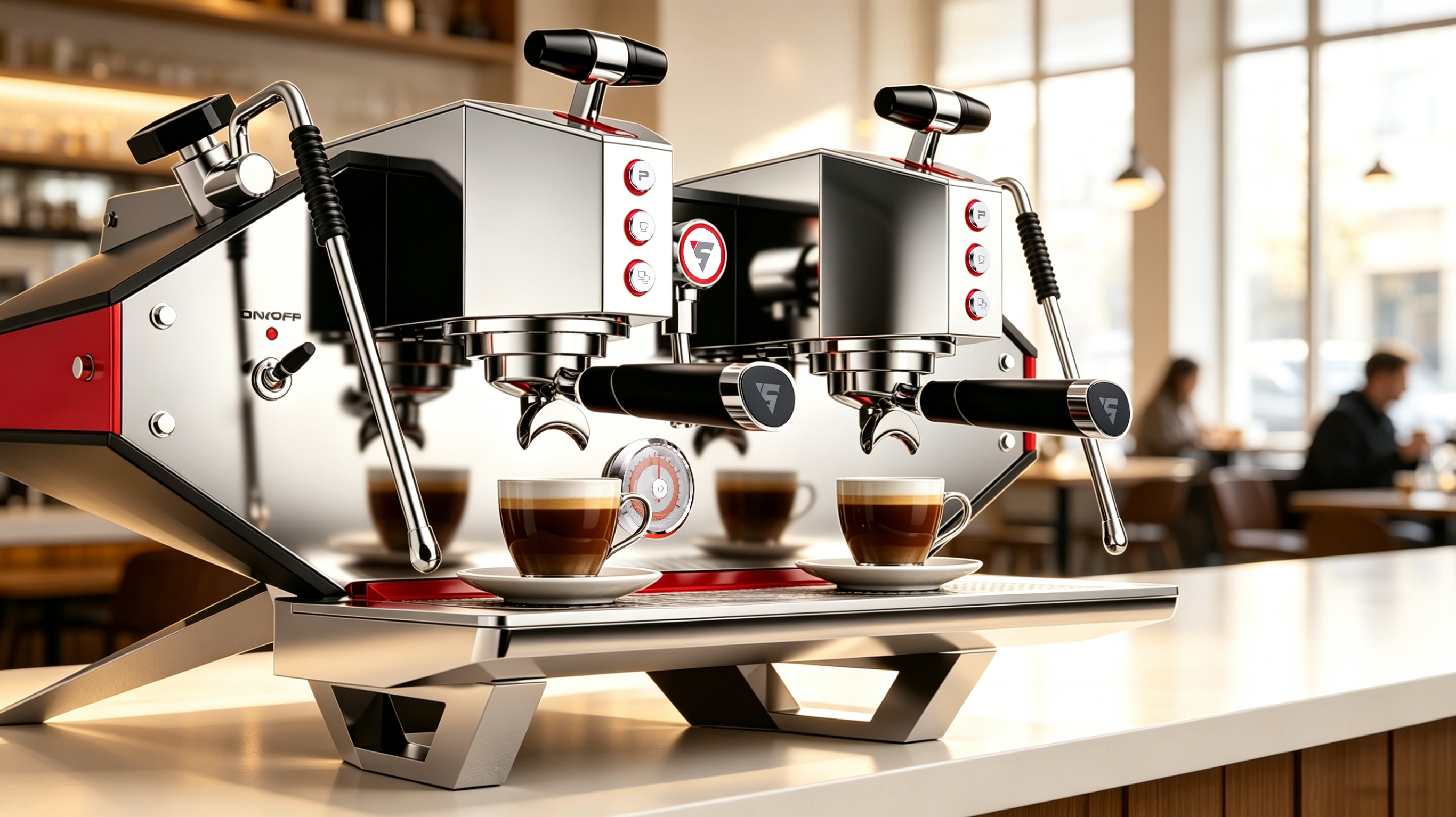 product design，industrial design，Home appliance design，Double head commercial coffee machine，Italian coffee machine，