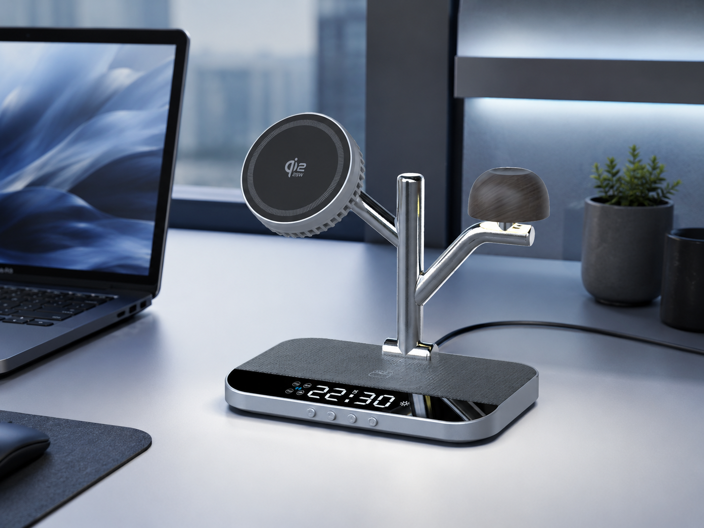 Wireless night light alarm clock desktop ornaments，