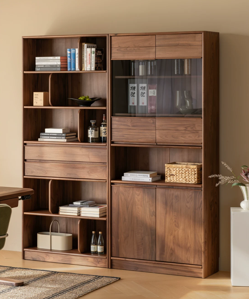 Black walnut furniture，Solid wood furniture，Residential Furniture，furniture design ，Original design，Black Walnut Bookcase，