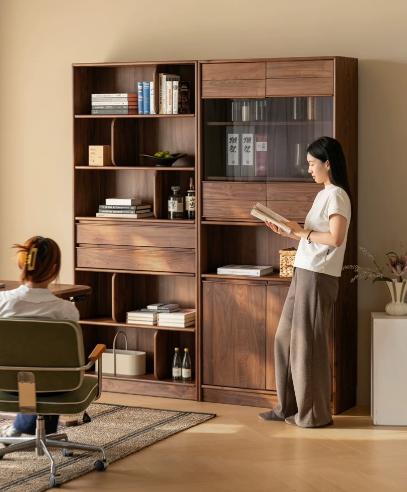Black walnut furniture，Solid wood furniture，Residential Furniture，furniture design ，Original design，Black Walnut Bookcase，