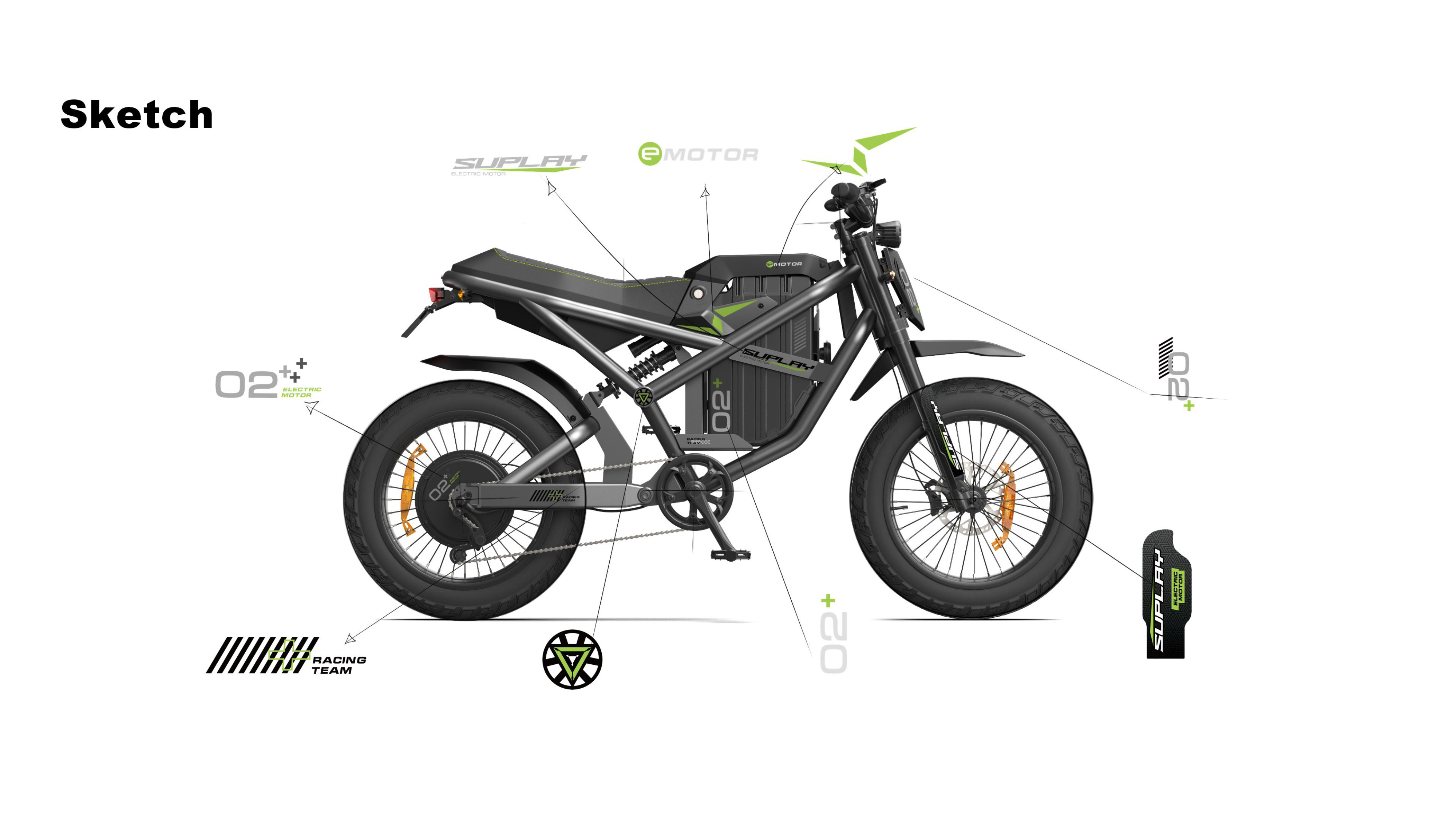 Electric bicycle，industrial design，rhinoceros，keyshot，