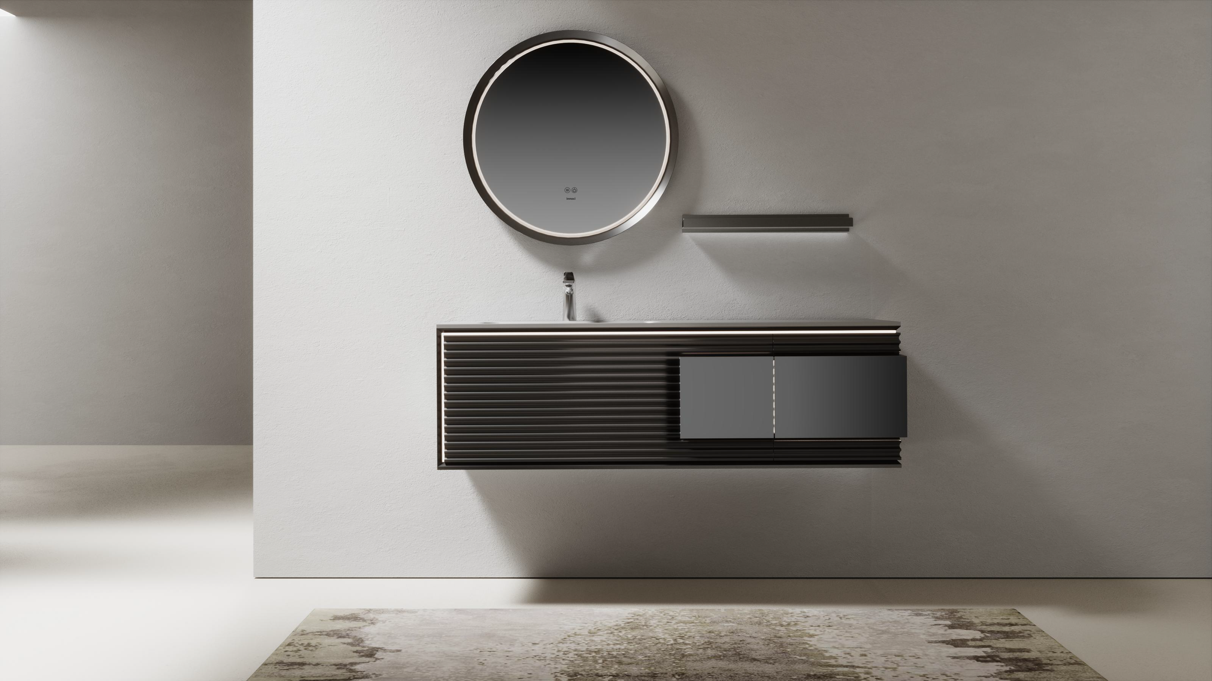 Bathroom cabinet; High-fixed; Minimal; Bathroom; Light luxury，