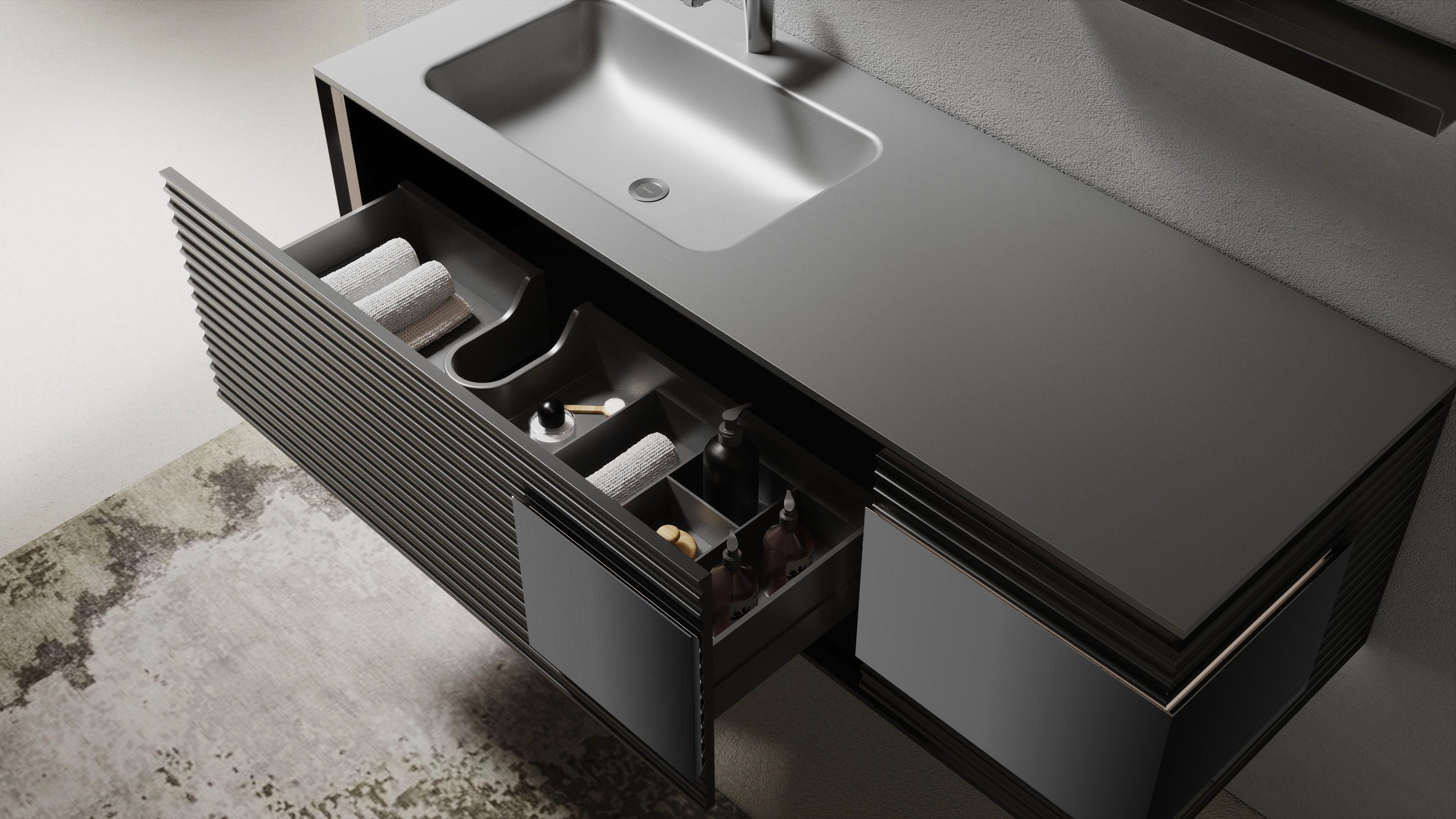 Bathroom cabinet; High-fixed; Minimal; Bathroom; Light luxury，