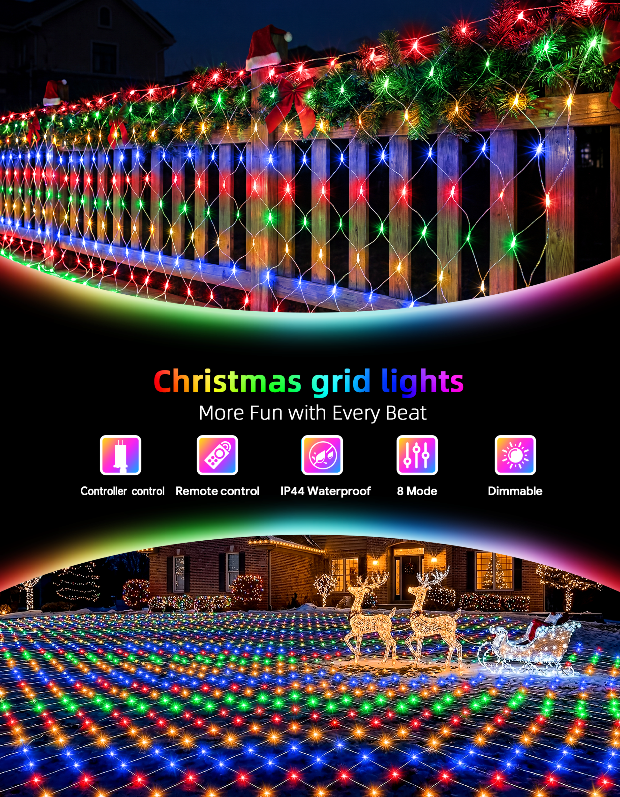Christmas lights，Atmosphere lamp，Net light，