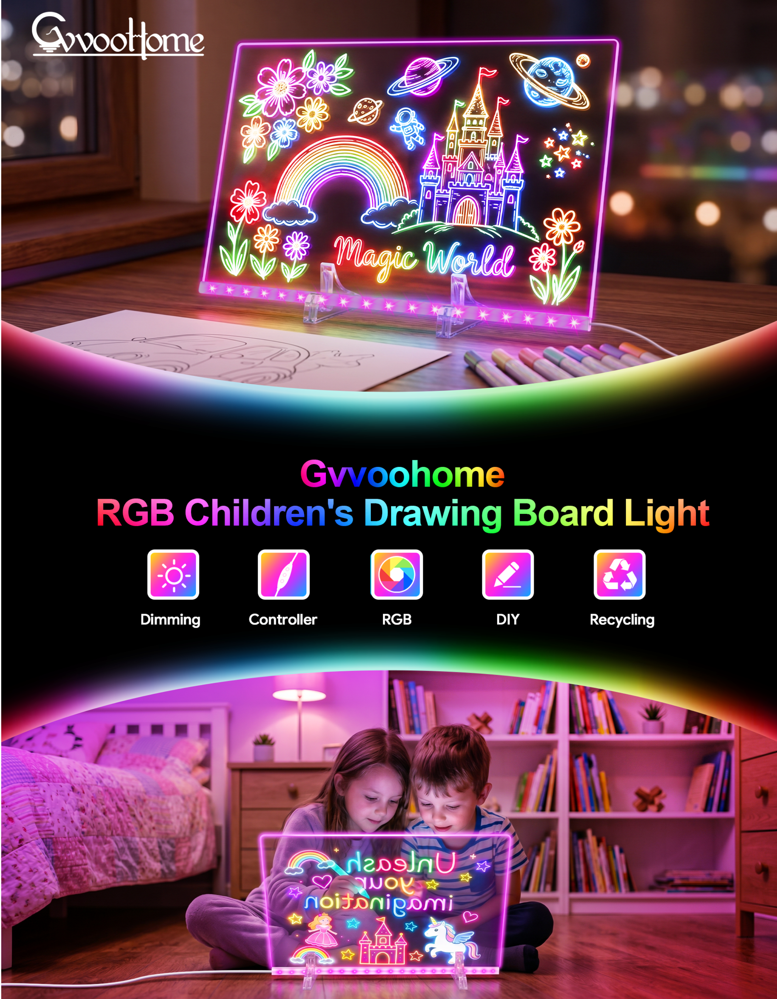 Children's drawing board lamp，Drawing board lamp，Drawing board，