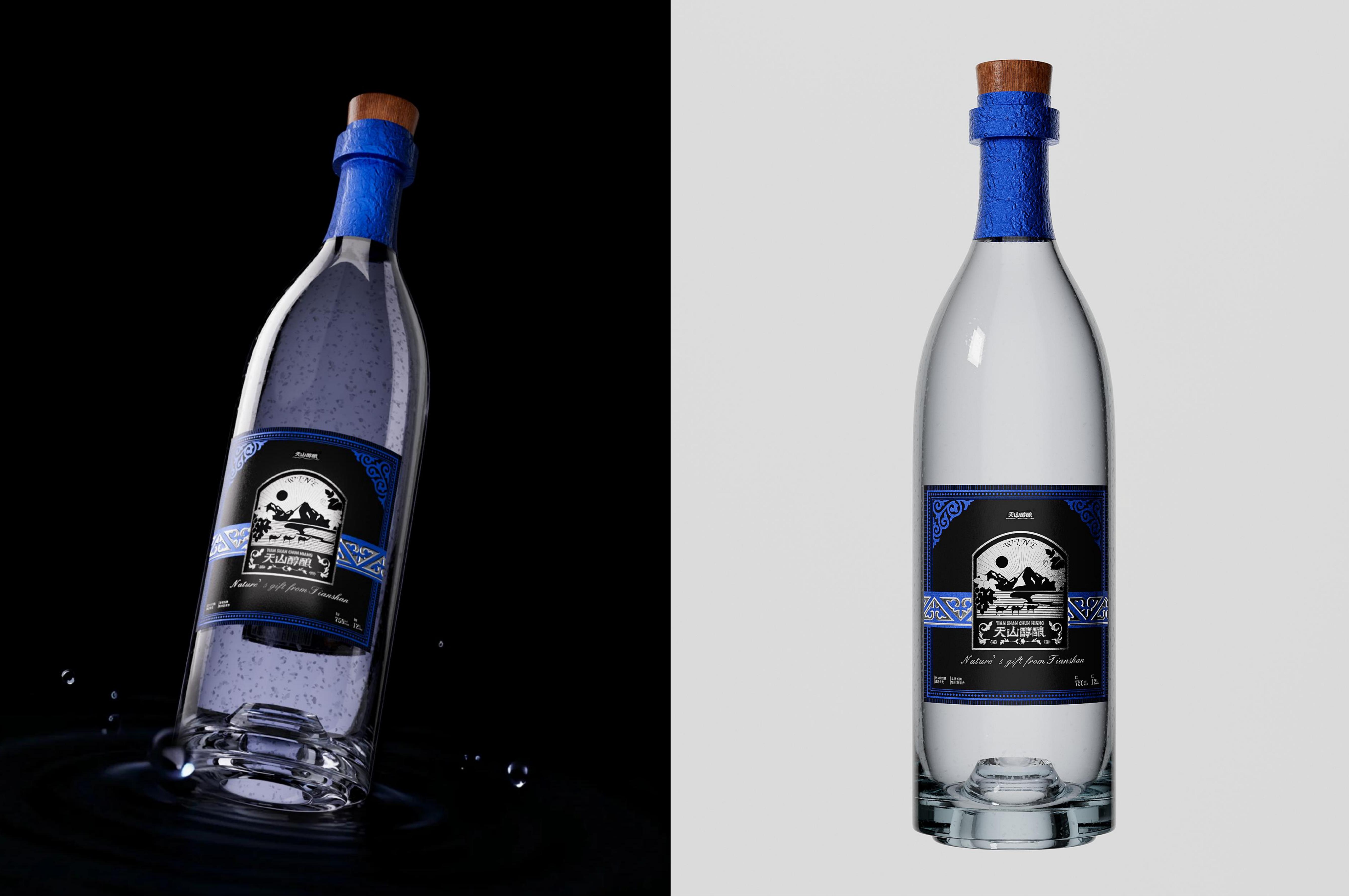 packing design，Bottle design，Wine bottle packaging，Brand design，