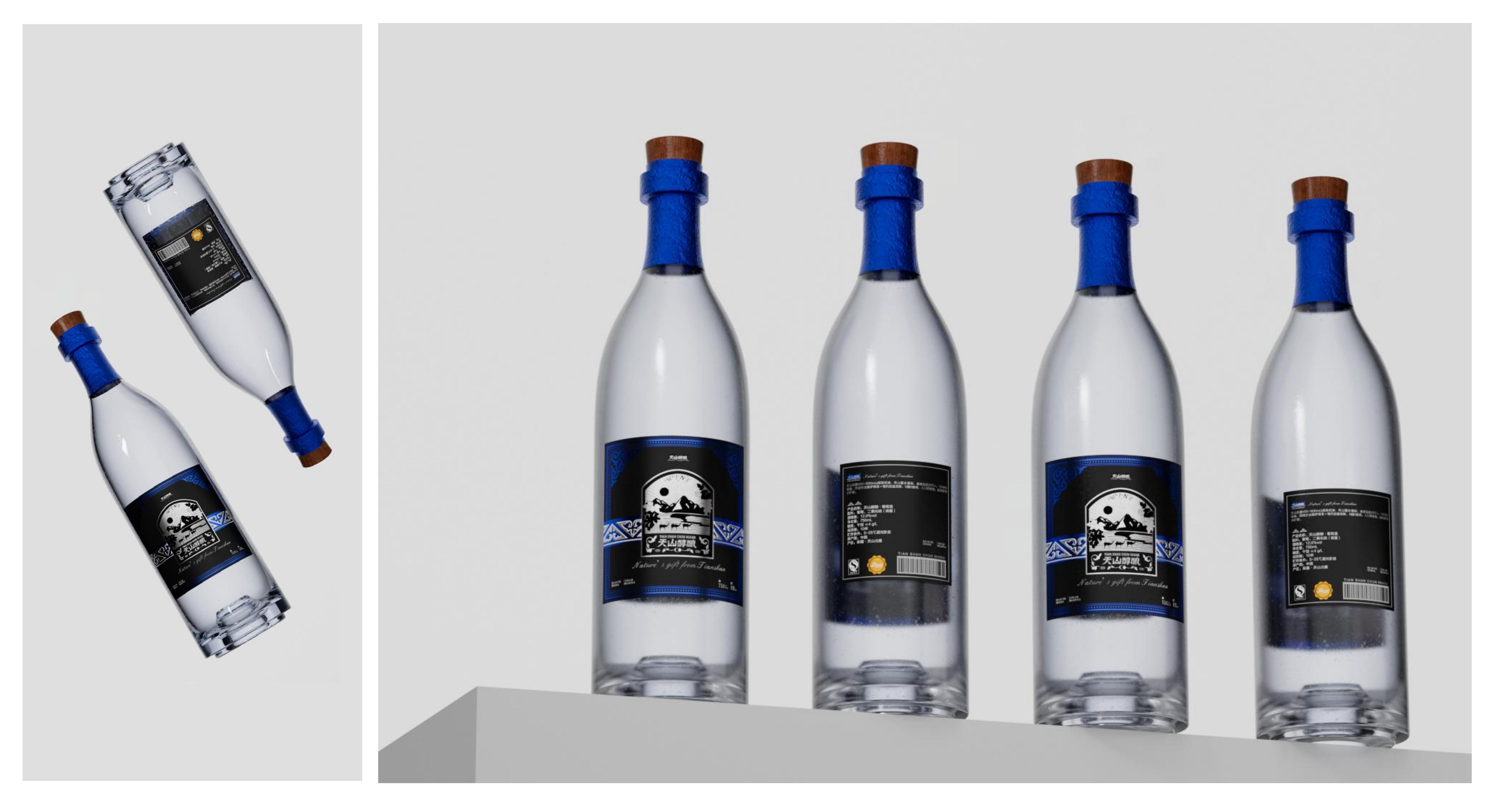 packing design，Bottle design，Wine bottle packaging，Brand design，