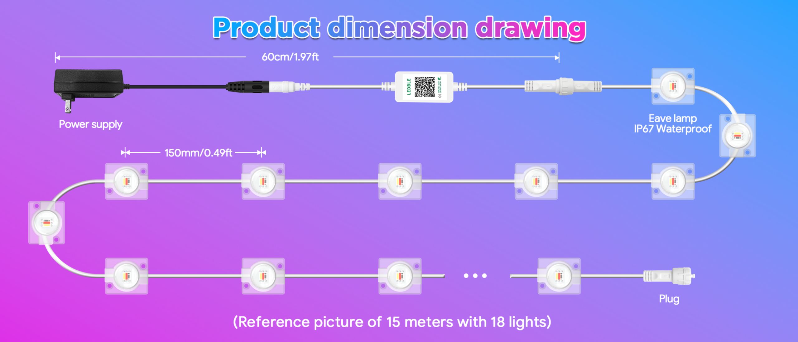 Eaves lamp，Bluetooth Eaves Light，Magic Eaves Light，