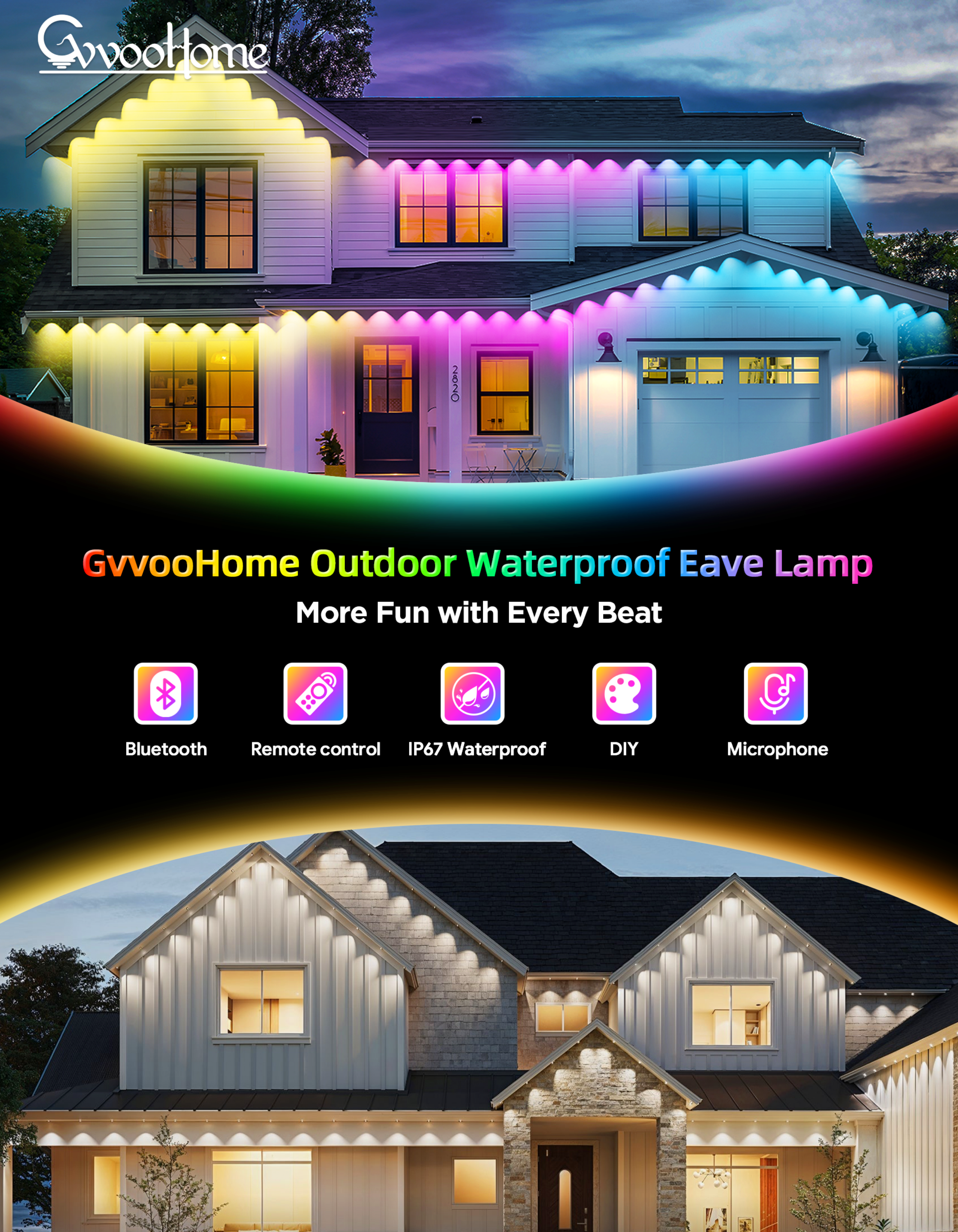Eaves lamp，Bluetooth Eaves Light，Magic Eaves Light，