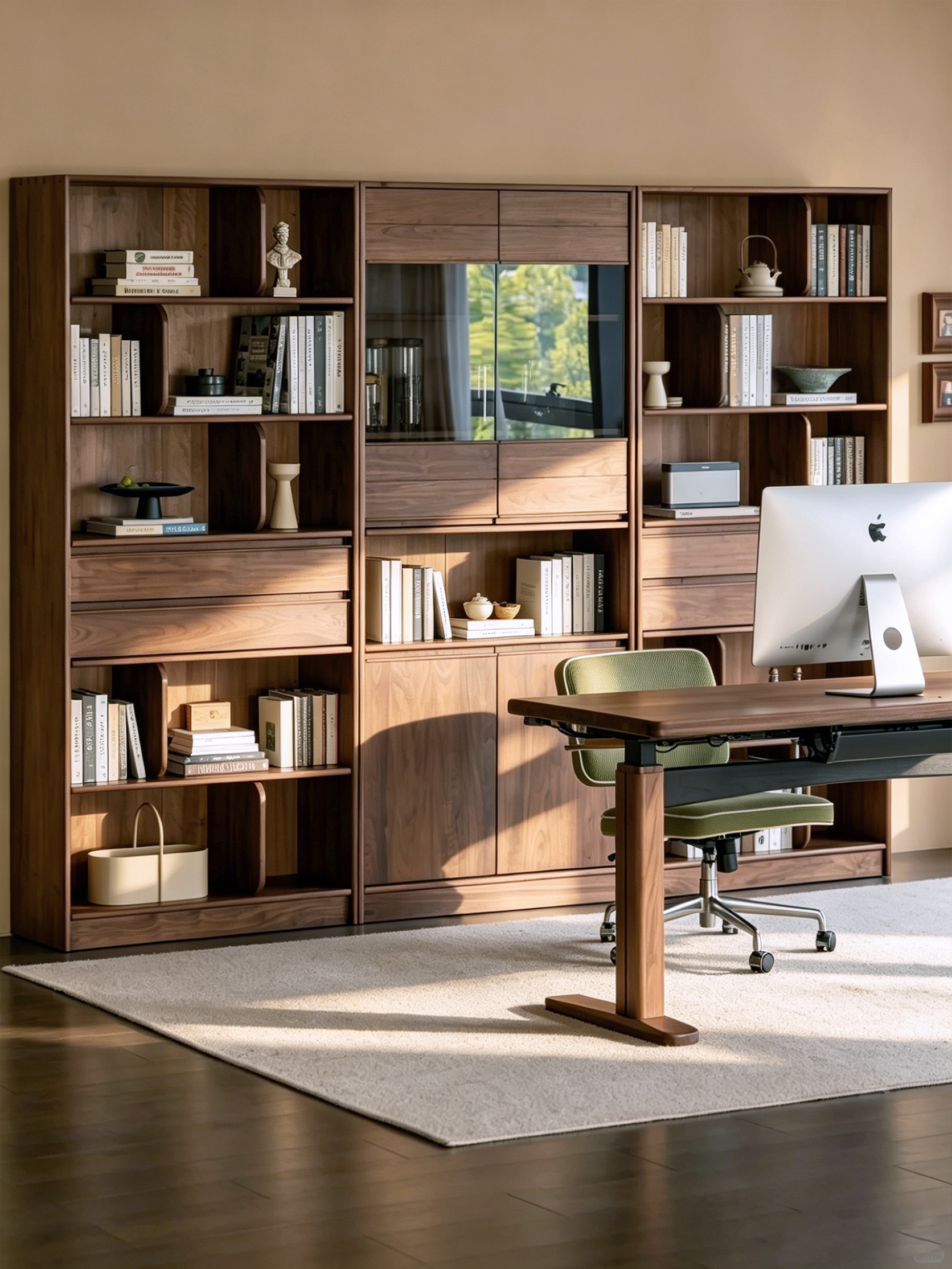 Black walnut furniture，Solid wood furniture，Residential Furniture，furniture design ，Original design，Black Walnut Bookcase，
