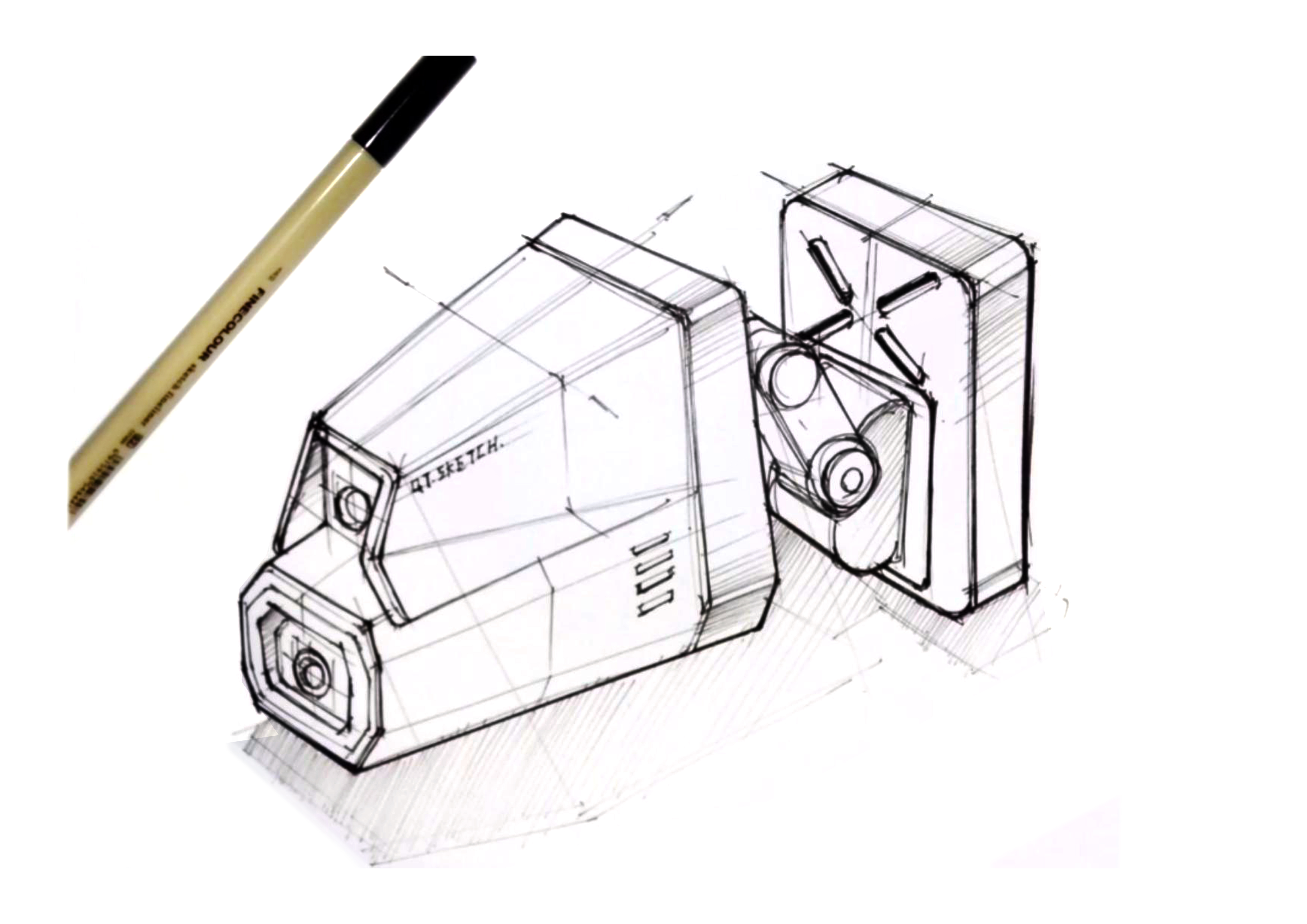 Product design sketching, industrial design sketching, line drawings, hand drawing，