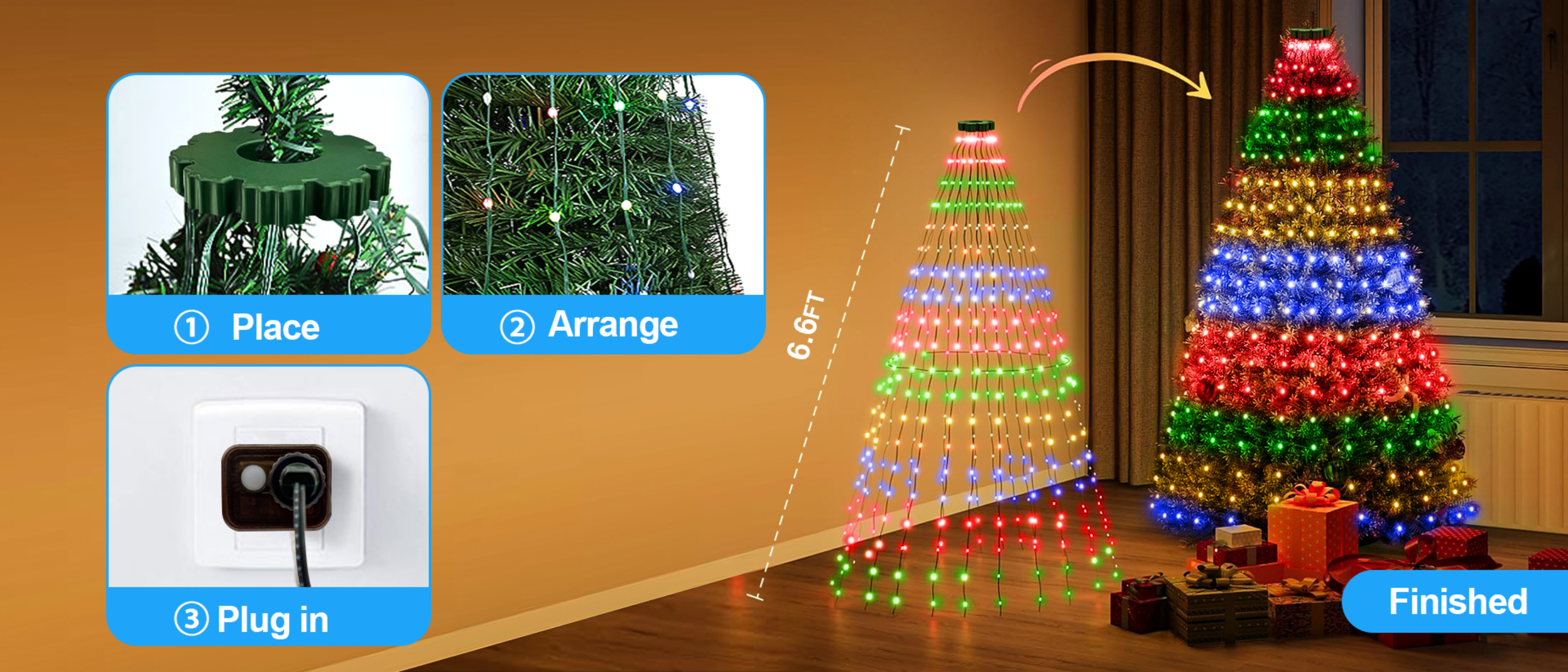 Christmas tree lights，Christmas lights string，Tree light，Atmosphere lamp，