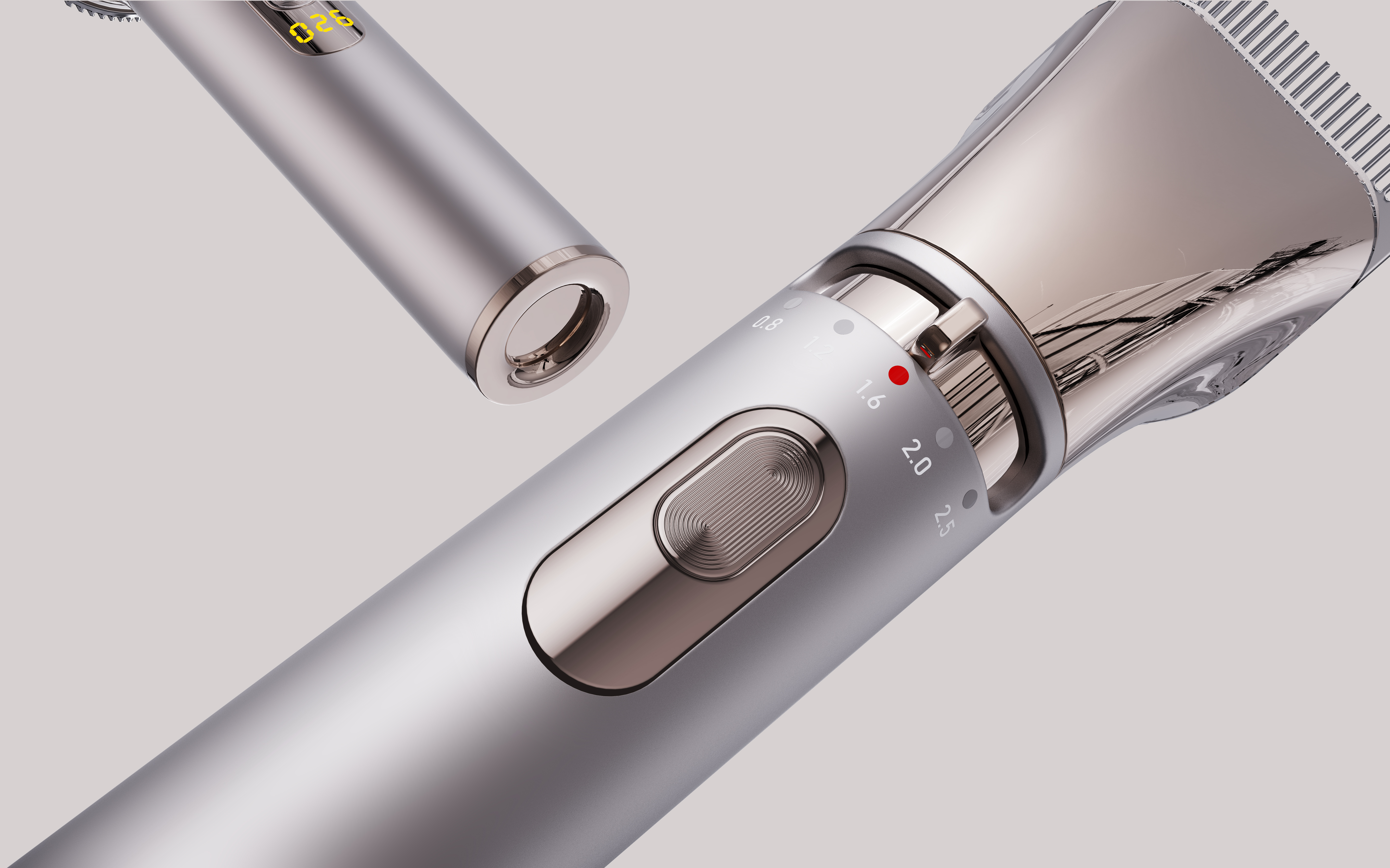 Electric clippers，cylinder，Metallic texture，Minimalist style，Advanced sense，Light luxury，sense of modernity，