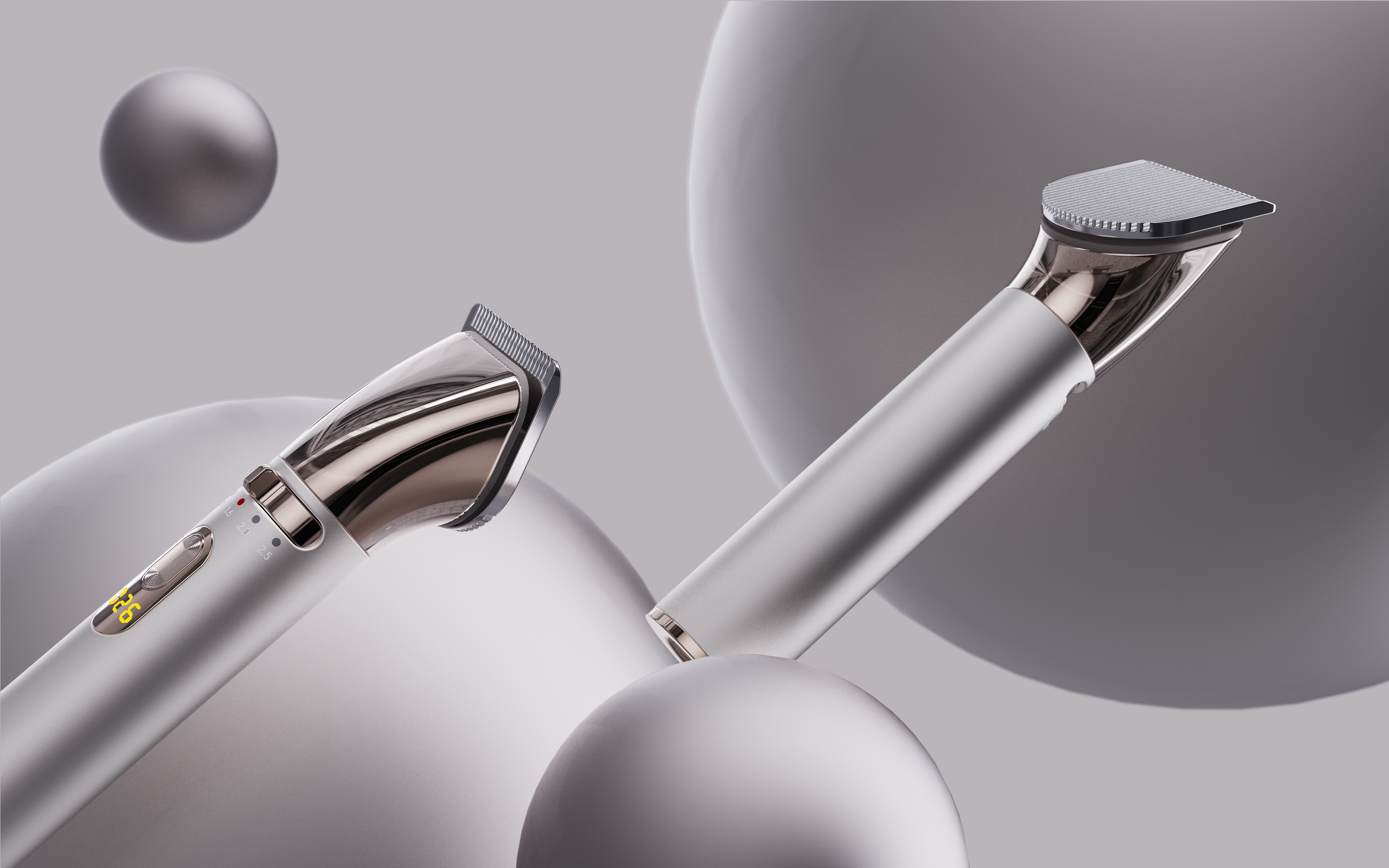 Electric clippers，cylinder，Metallic texture，Minimalist style，Advanced sense，Light luxury，sense of modernity，