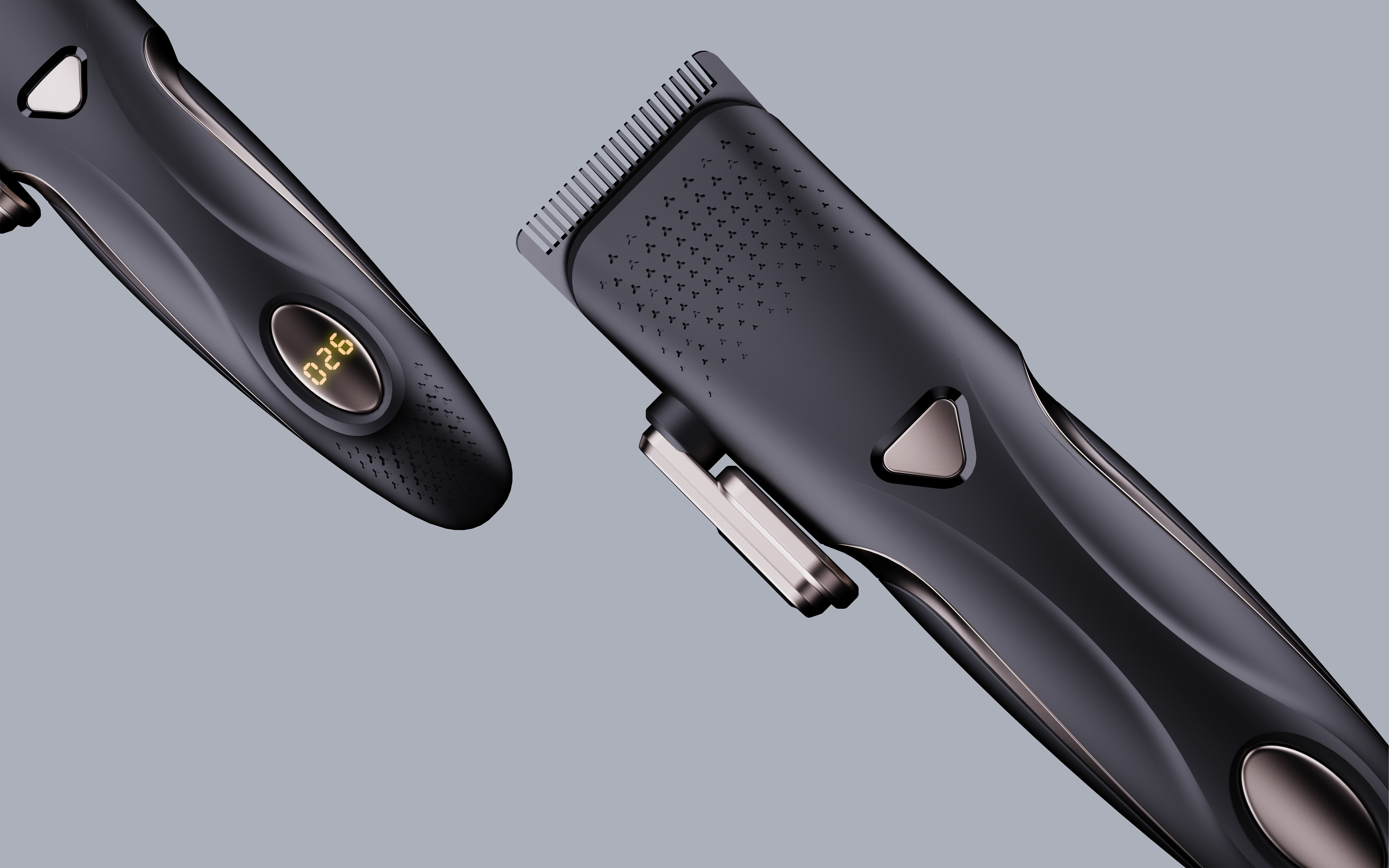 Electric clippers，Curve sense，Ergonomics，Smart sense，Professional sense，Texture design，Functional Aesthetics，