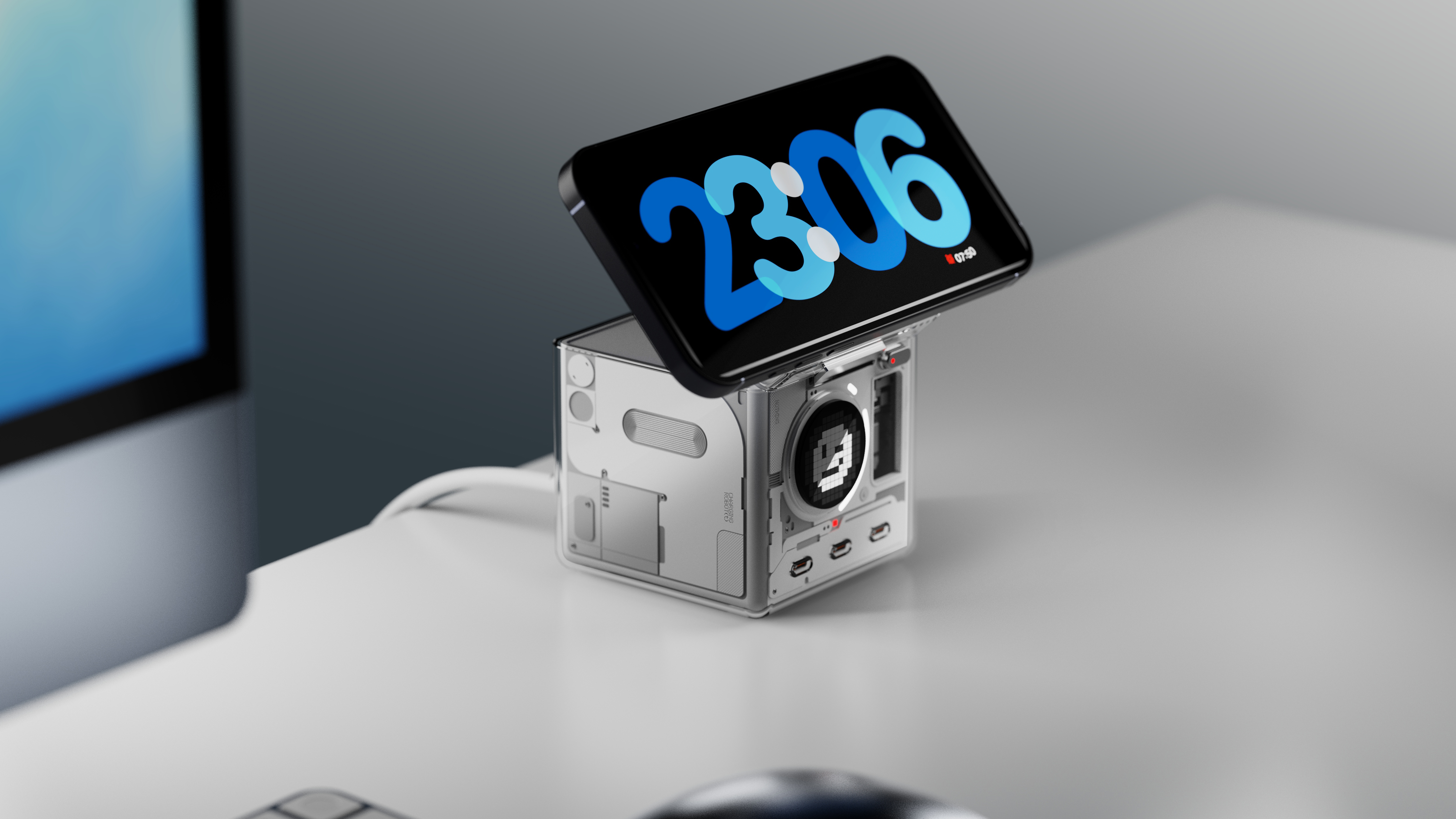 product design，industrial design，Desktop charging，robot，desktop，