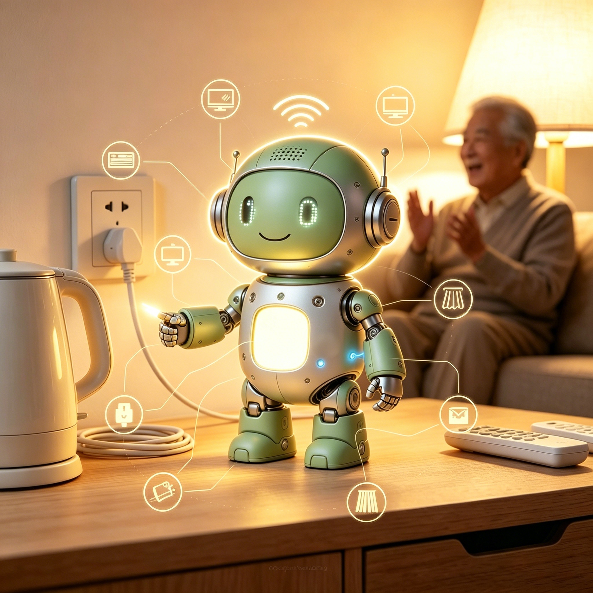 Intelligent escort robot，Smart Home for the Elderly，Voice Control Home Appliances，product design，