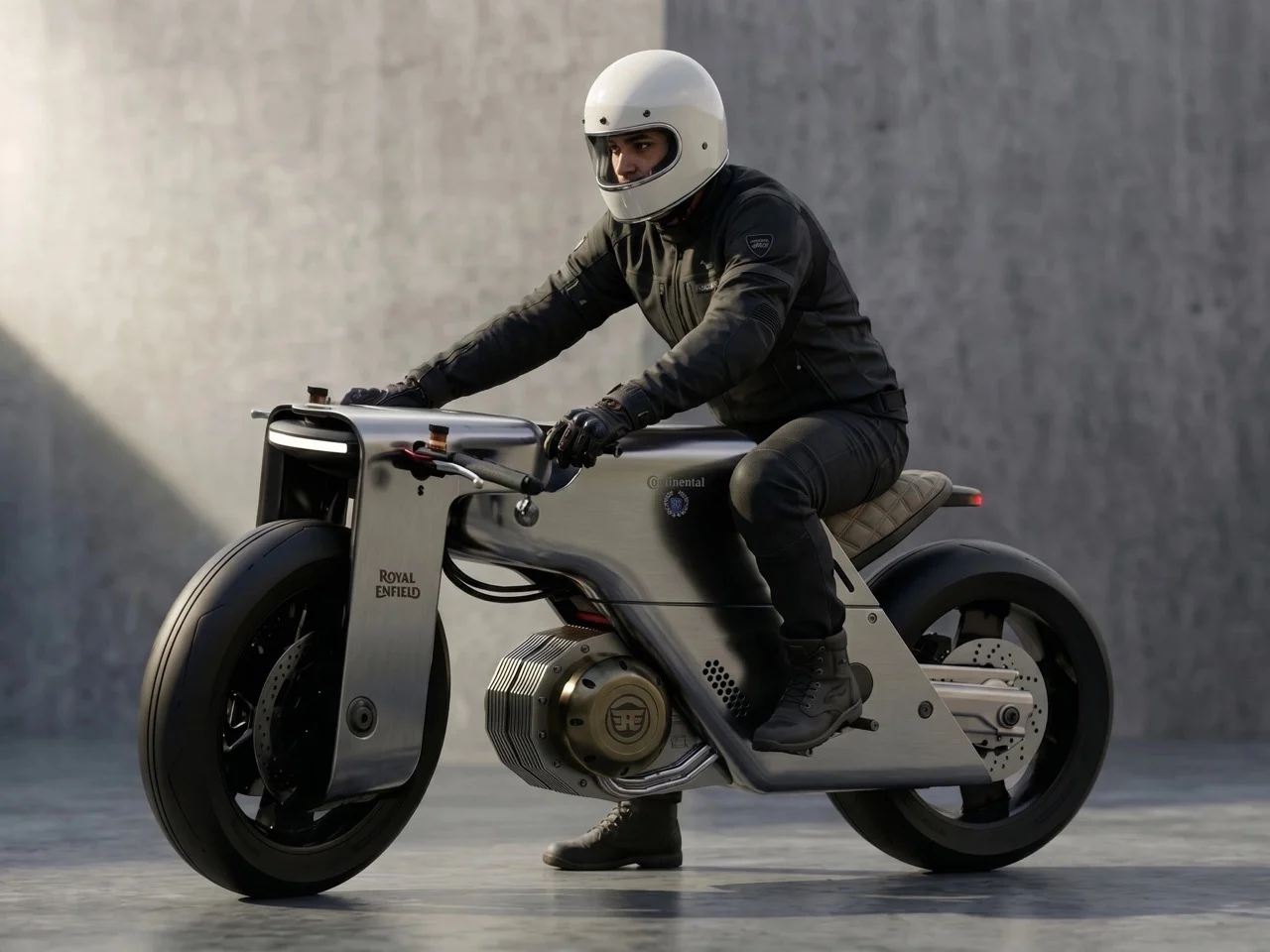 Concept motorcycle，Cafe Racer，Firearms Inspiration，aviation geometric design language，Royal Enfield，