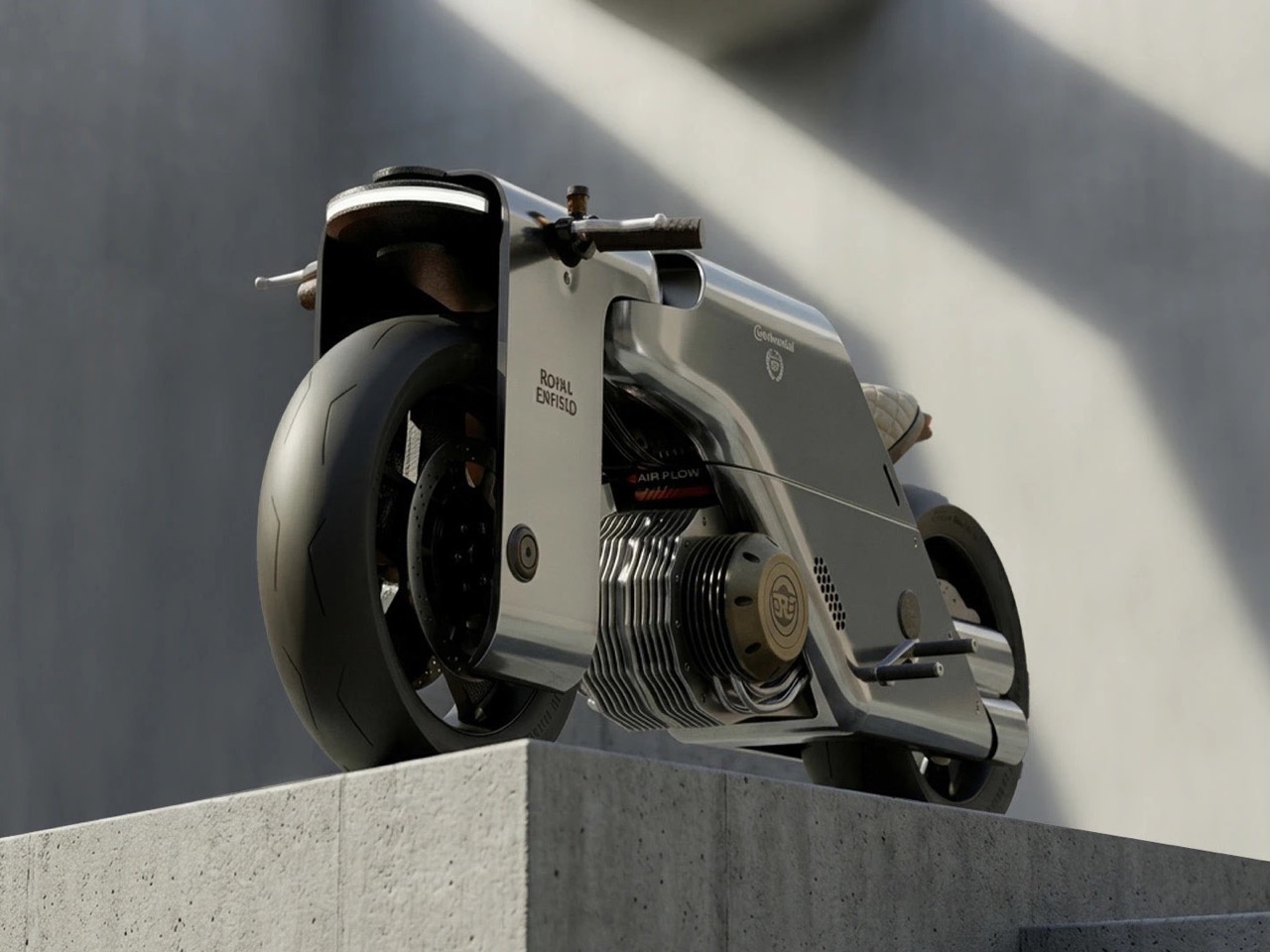 Concept motorcycle，Cafe Racer，Firearms Inspiration，aviation geometric design language，Royal Enfield，