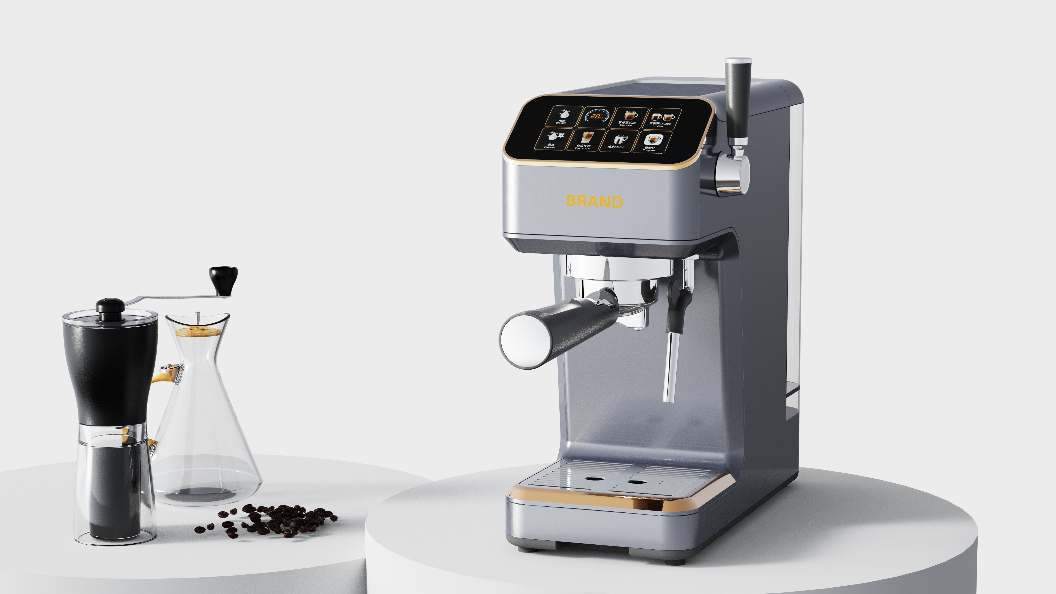 Semi automatic coffee machine，One Environment Industrial Design，Product designer，Appearance design，Coffee machine，Automatic coffee machine，Shunde Design，Zhongshan Design，