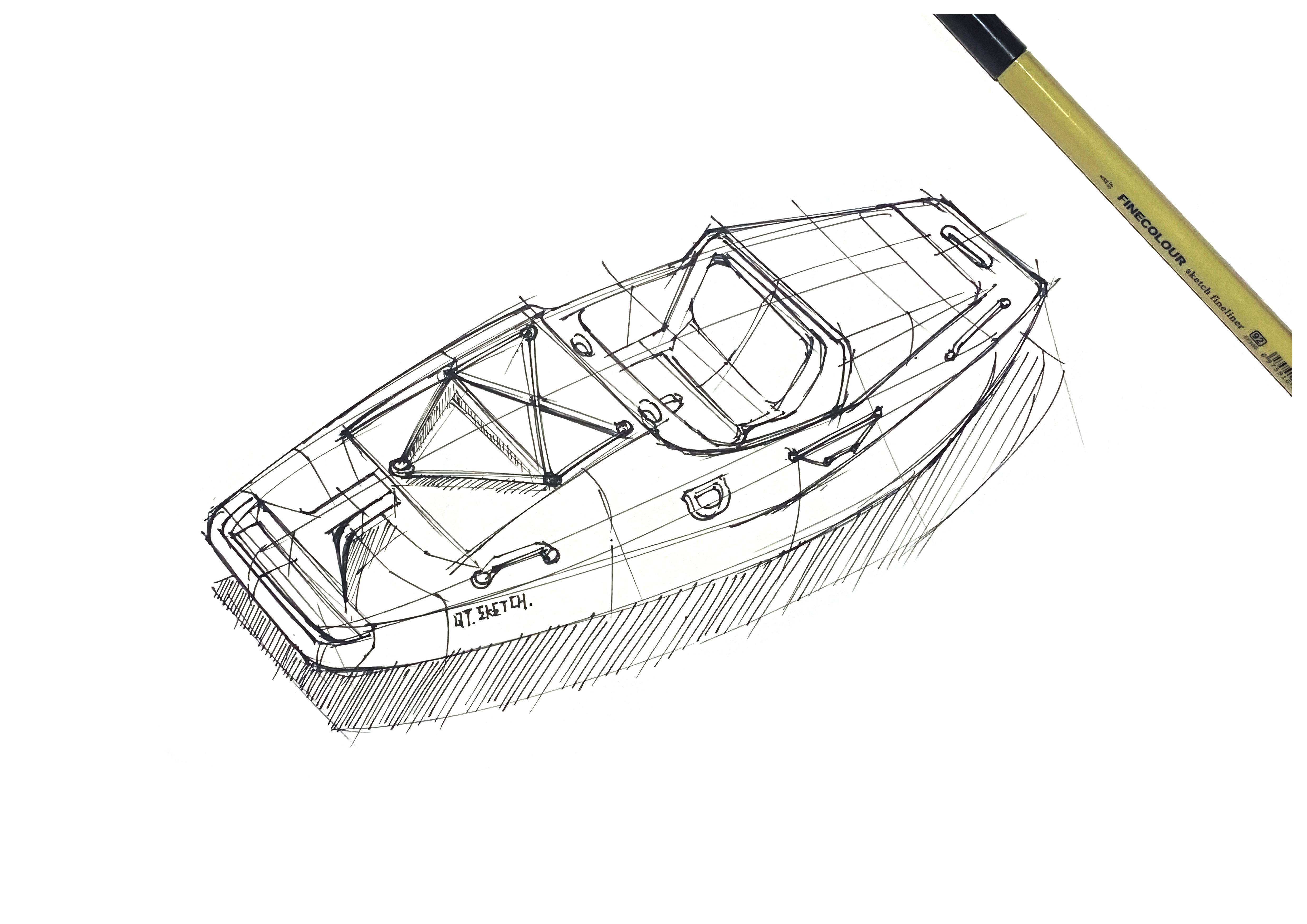 Product design sketching, industrial design sketching, line drawings, hand drawing，