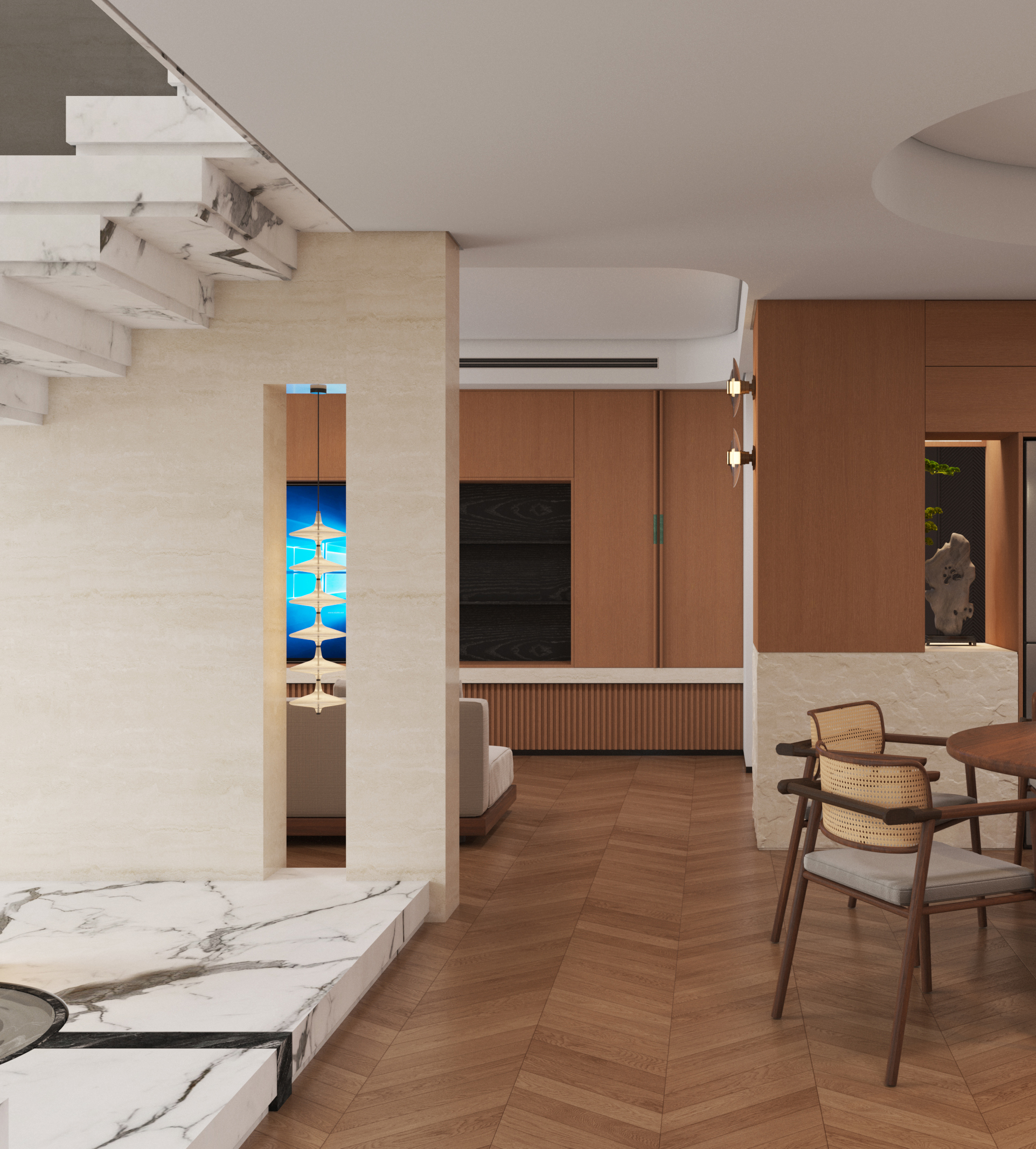 Minimalist Mid-Century Modern Duplex，