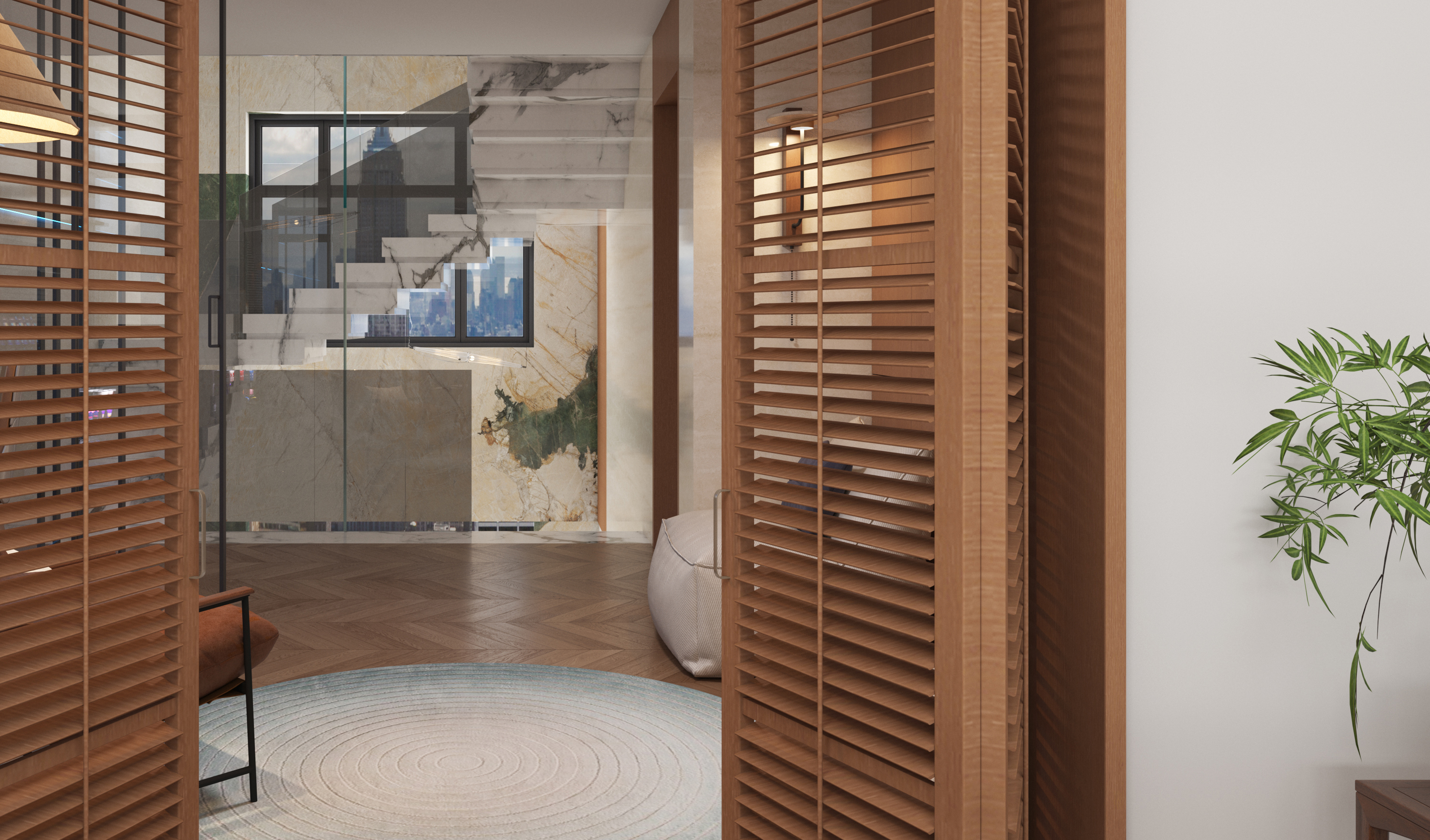 Minimalist Mid-Century Modern Duplex，