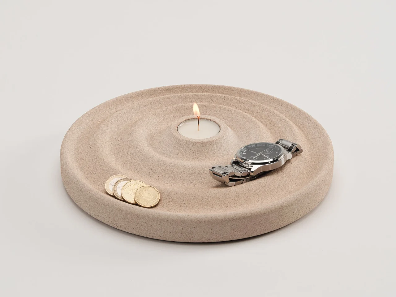 Delicato Tray，Oftwise，Storage tray，Sustainable Stone，Integrated candle holder，