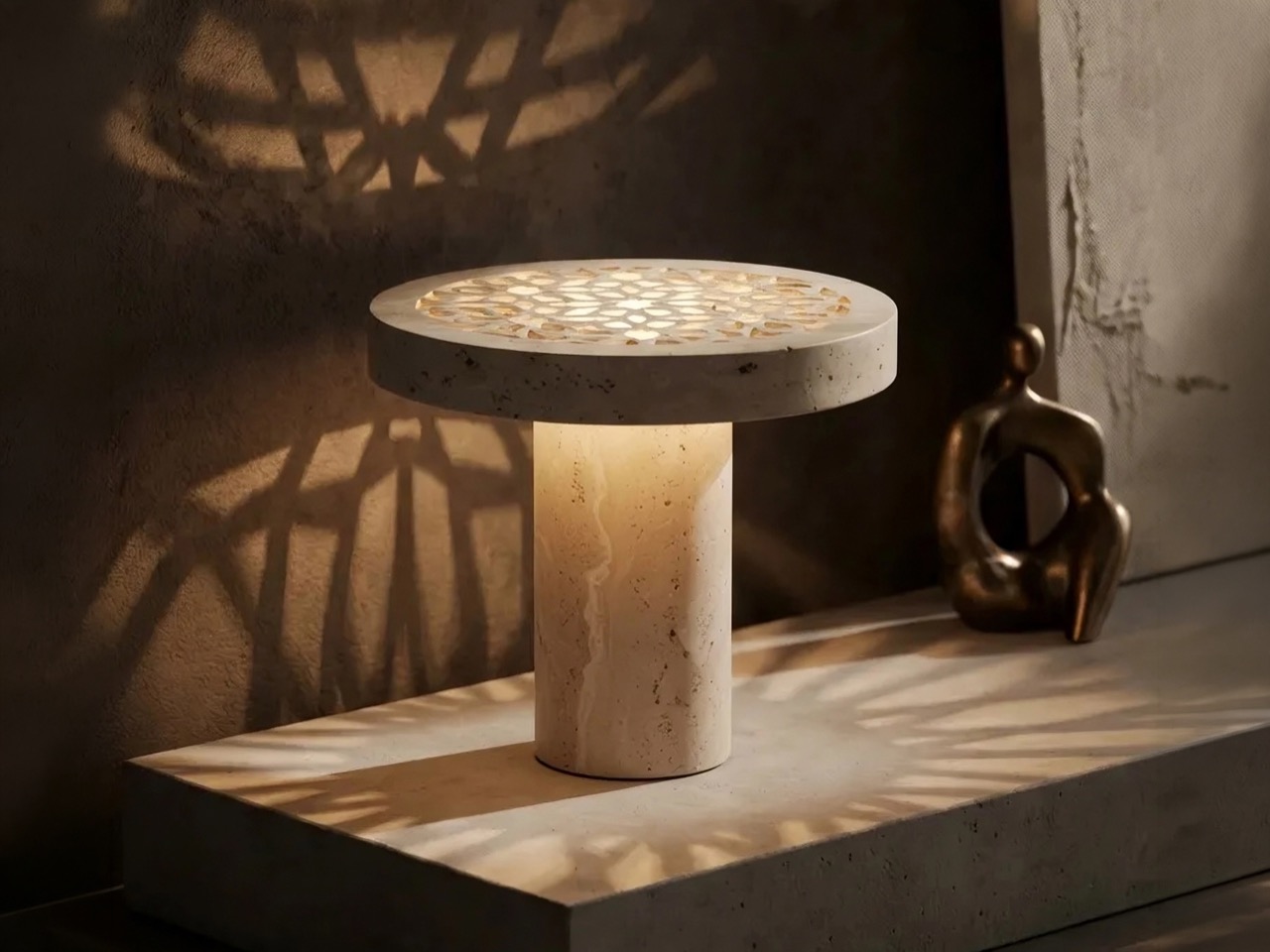 travertine，Sukun，decorative stone carving，water knife cutting，Rechargeable atmosphere lamp，