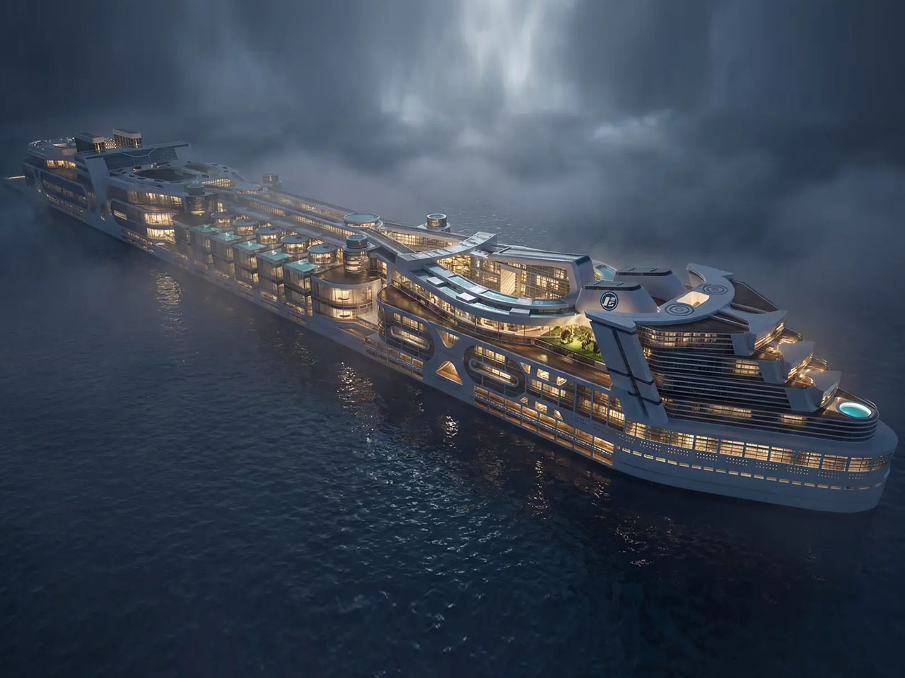 Floating City，Freedom Ship，ship，vehicle，Cruise，