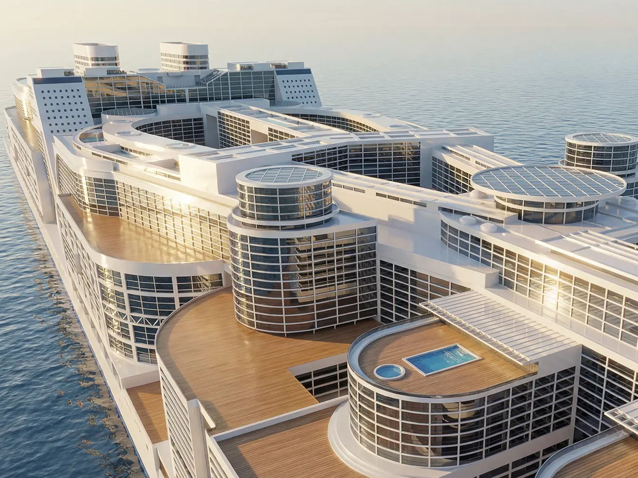 Floating City，Freedom Ship，ship，vehicle，Cruise，