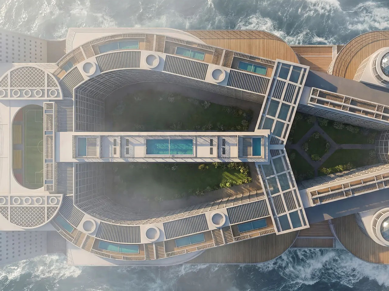 Floating City，Freedom Ship，ship，vehicle，Cruise，