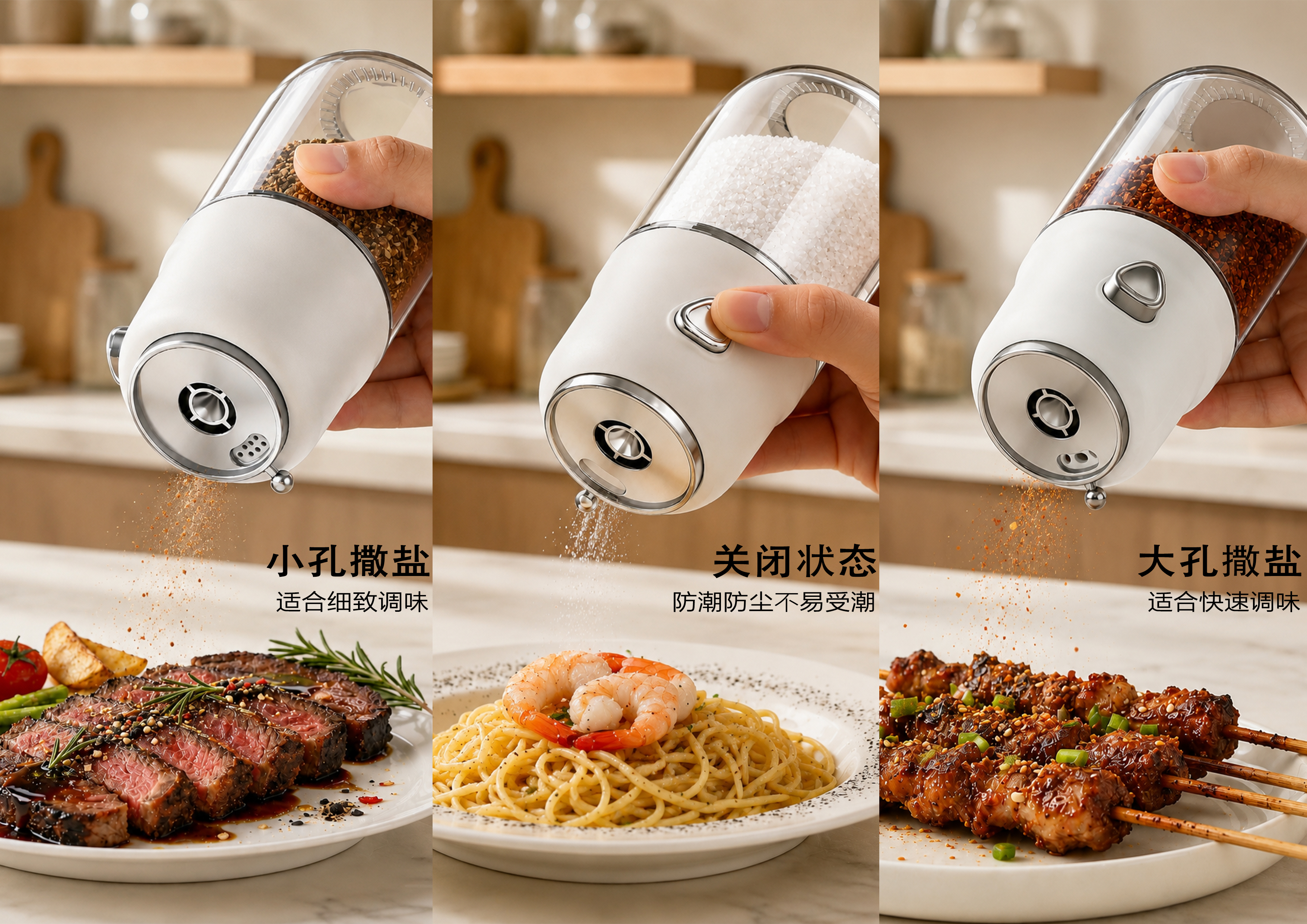 Salt shaker，ration，Sprinkle salt shaker，kitchen，high-end，Quantitative salt shaker，Dual purpose，