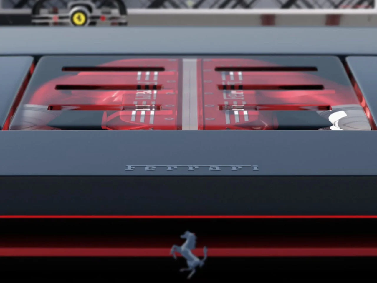 Ferrari，Pininfarina，Testarossa 12，sci-fi texture，Transparent engine compartment，