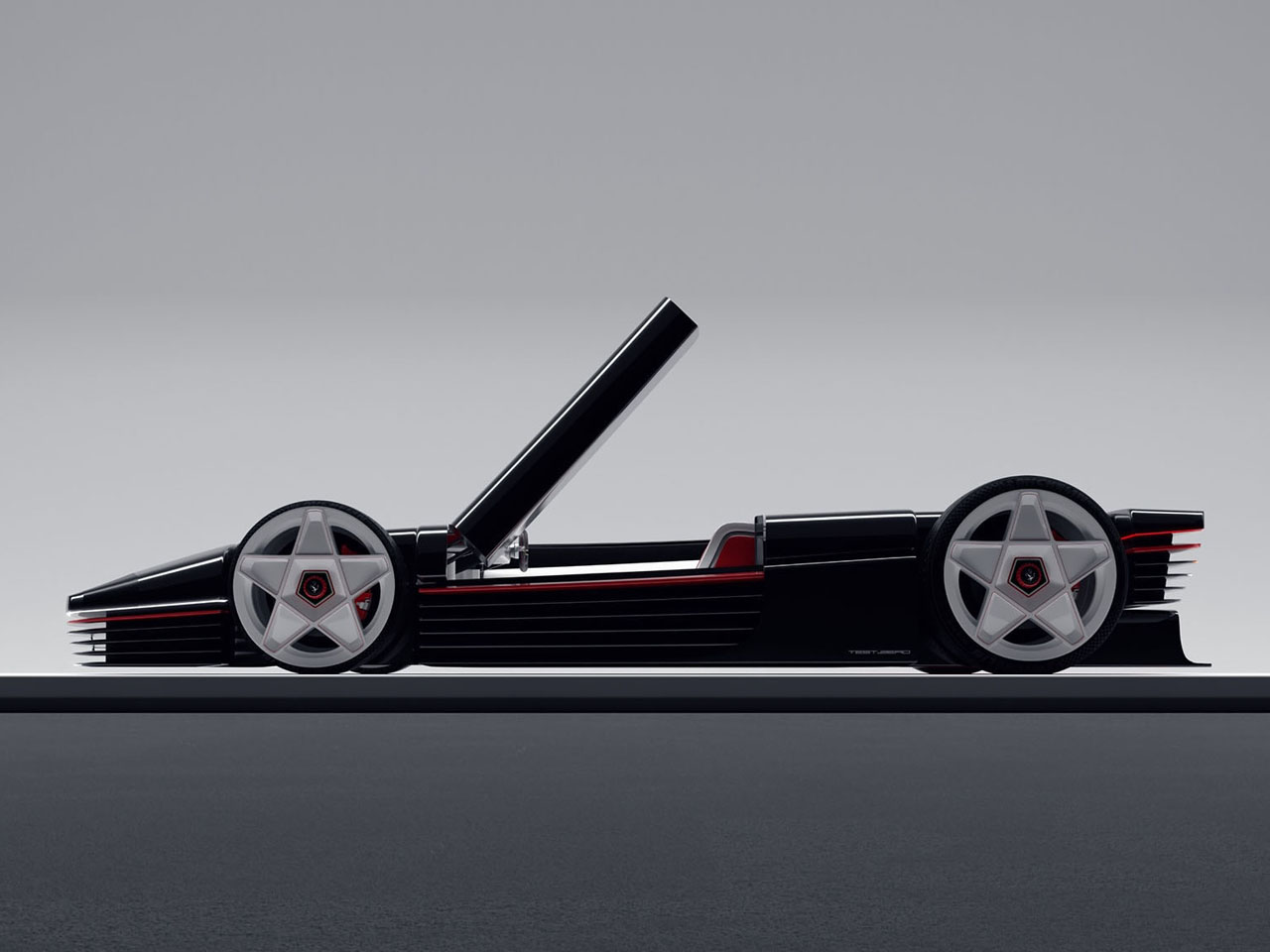Ferrari，Pininfarina，Testarossa 12，sci-fi texture，Transparent engine compartment，