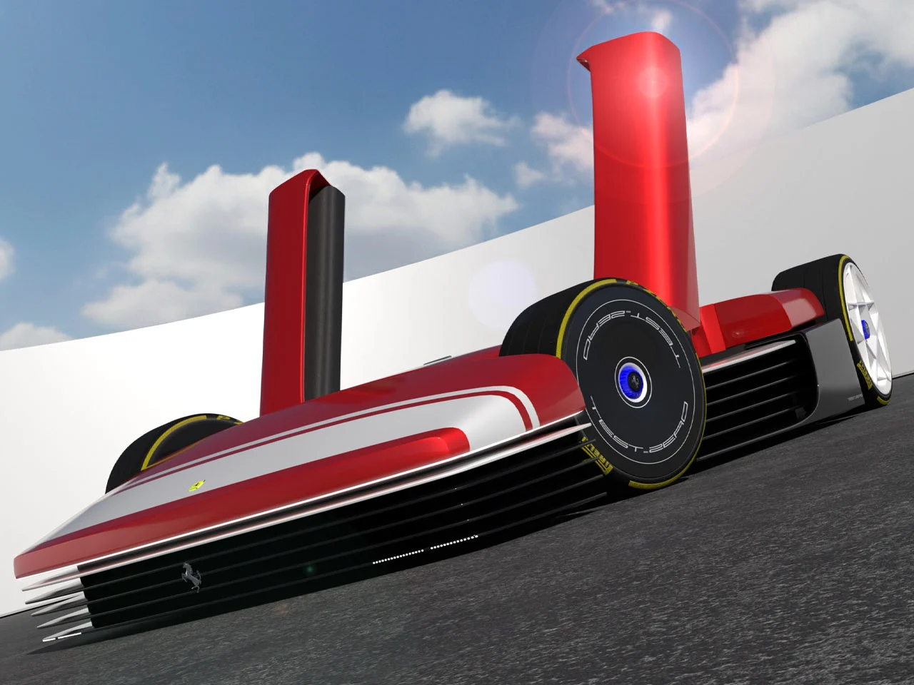 Ferrari，Pininfarina，Testarossa 12，sci-fi texture，Transparent engine compartment，