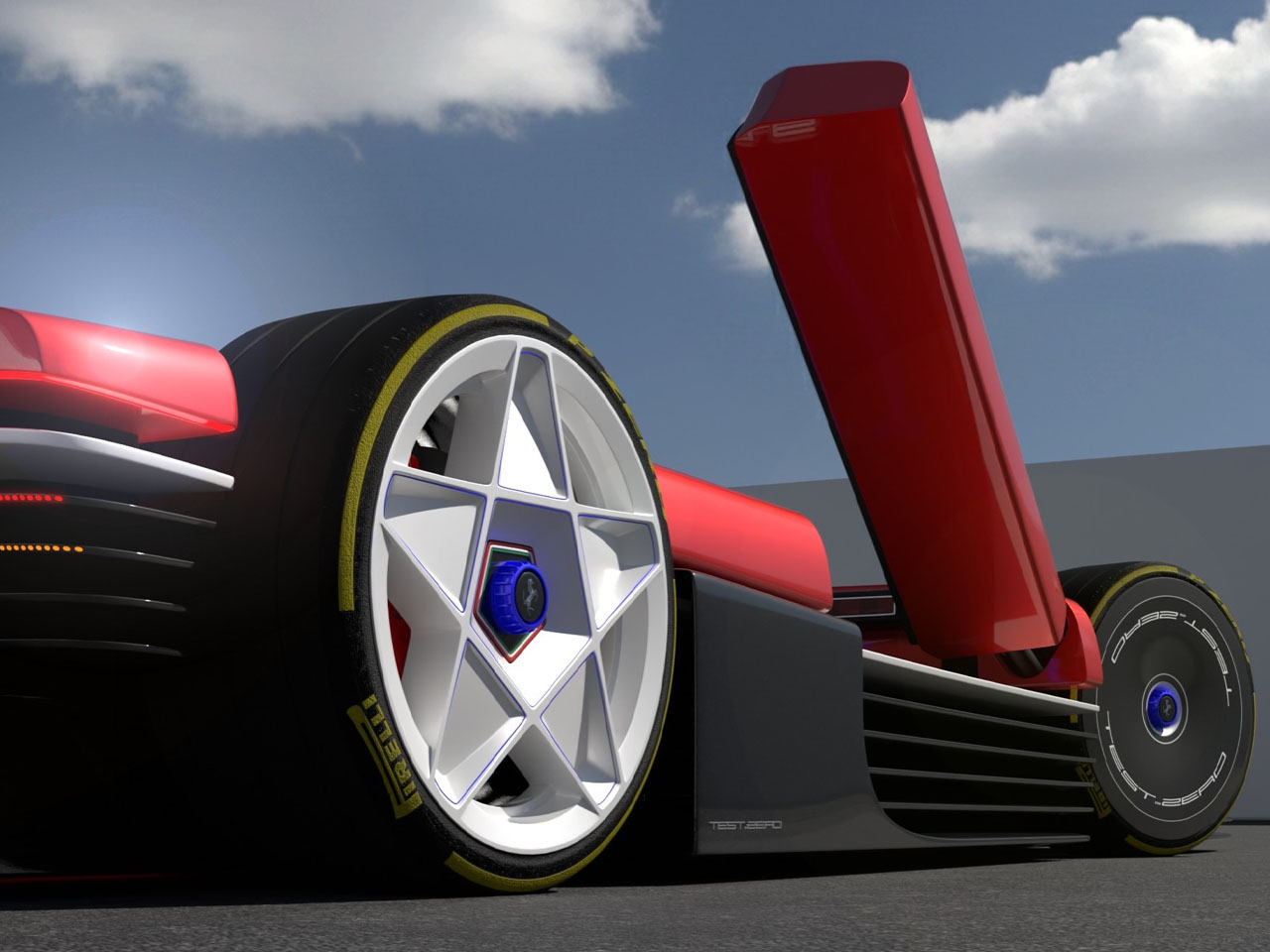 Ferrari，Pininfarina，Testarossa 12，sci-fi texture，Transparent engine compartment，