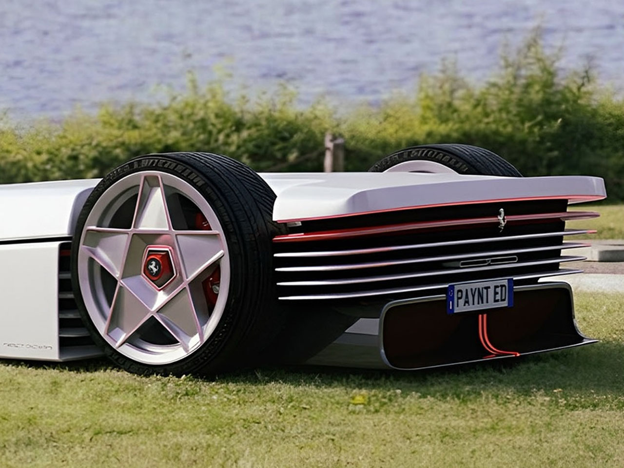 Ferrari，Pininfarina，Testarossa 12，sci-fi texture，Transparent engine compartment，