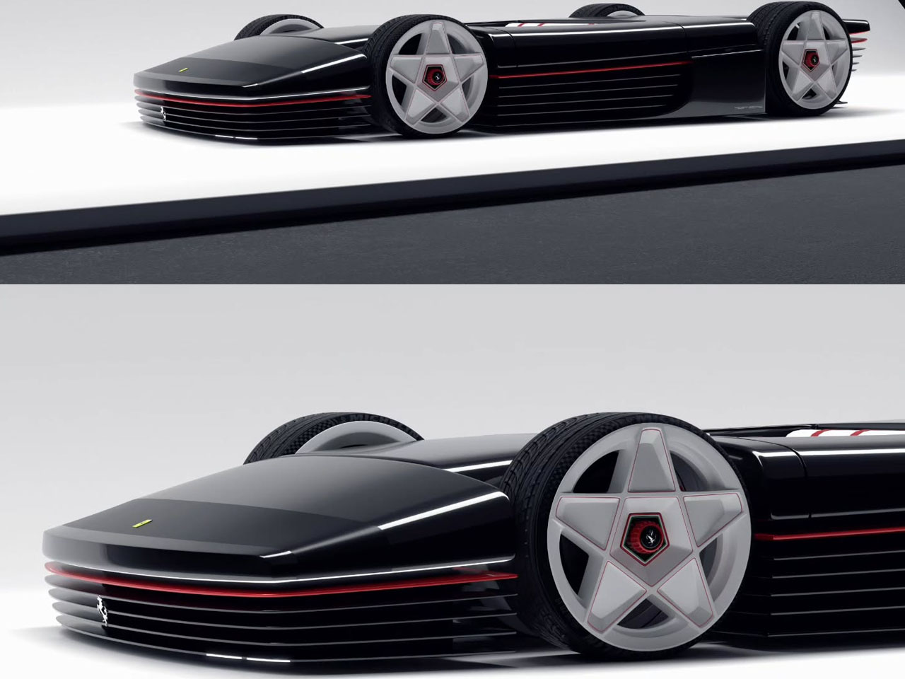 Ferrari，Pininfarina，Testarossa 12，sci-fi texture，Transparent engine compartment，